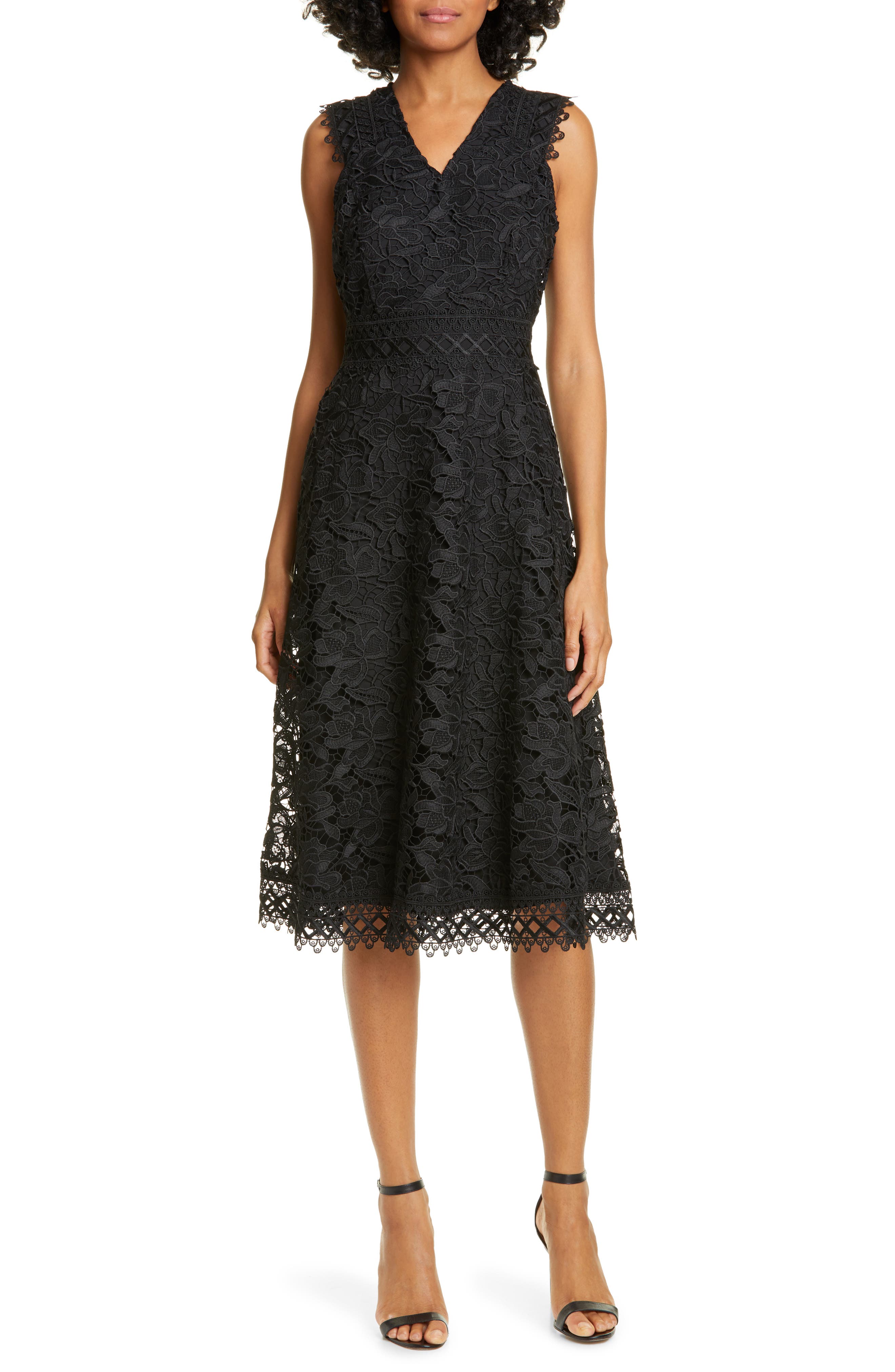 Ted Baker London Questy Sleeveless Lace Midi Dress, Black