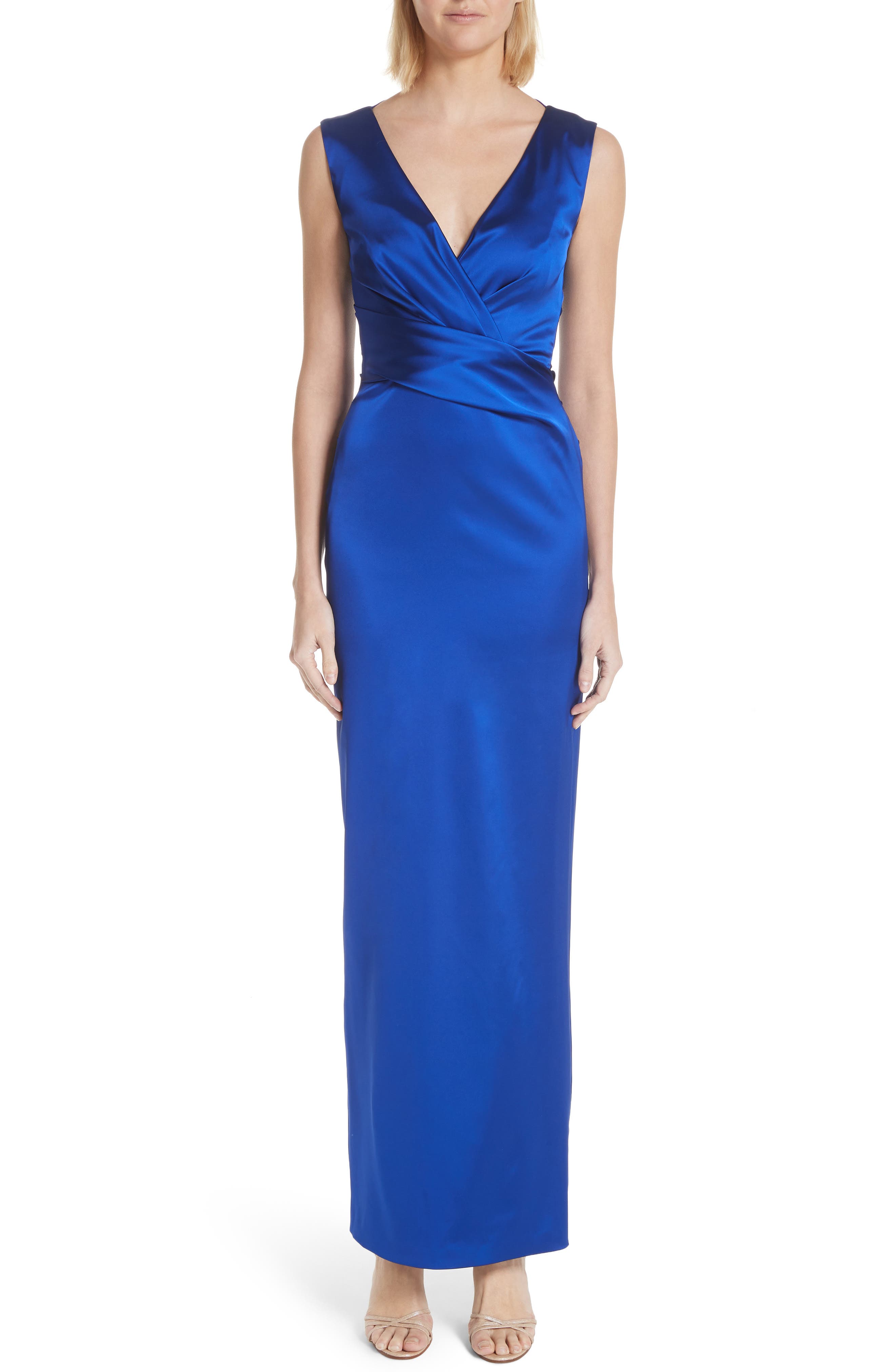 Talbot Runhof Stretch Duchess Satin Gown, Blue