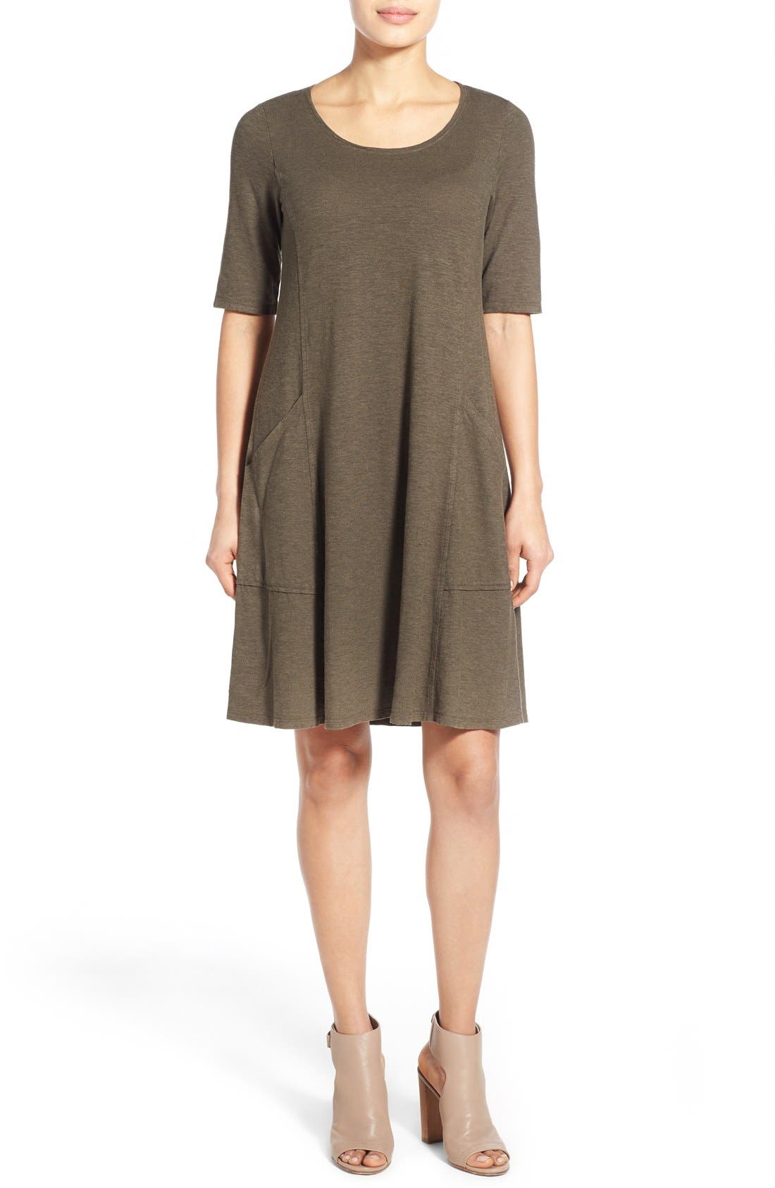 Eileen Fisher Elbow Sleeve Knit Shift Dress Nordstrom