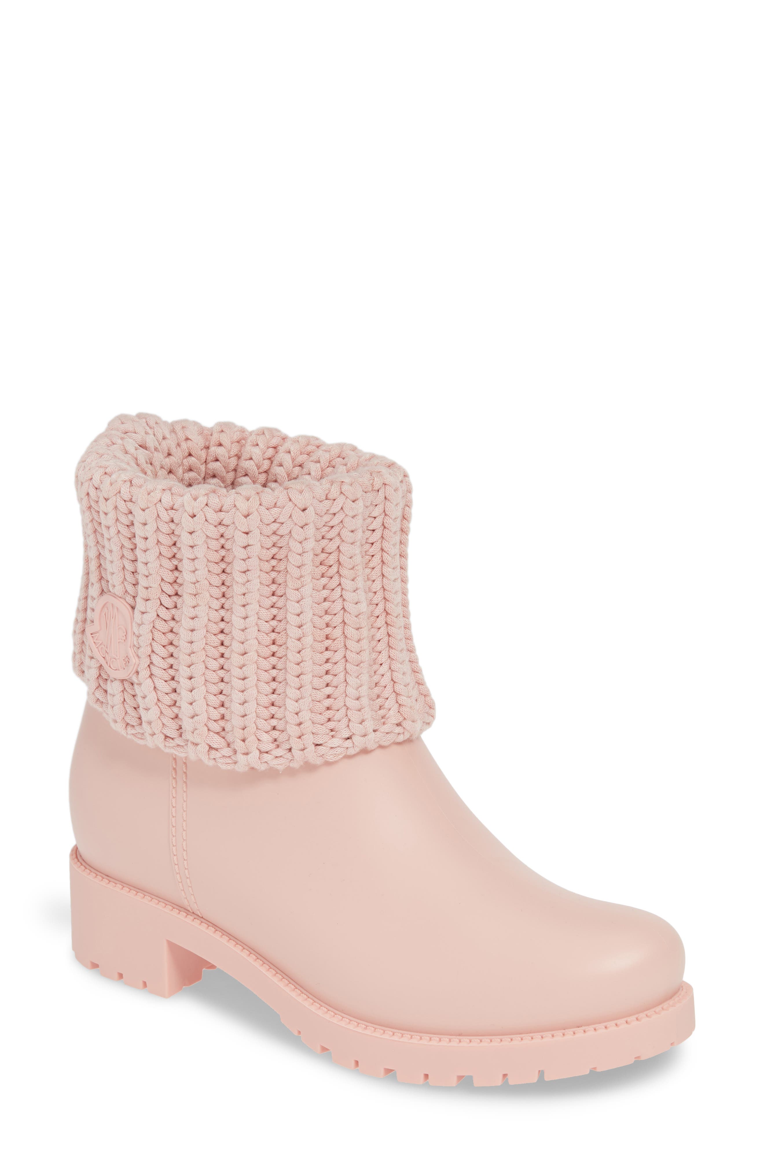 Moncler Ginette Stivale Knit Cuff Water Resistant Rain Boot