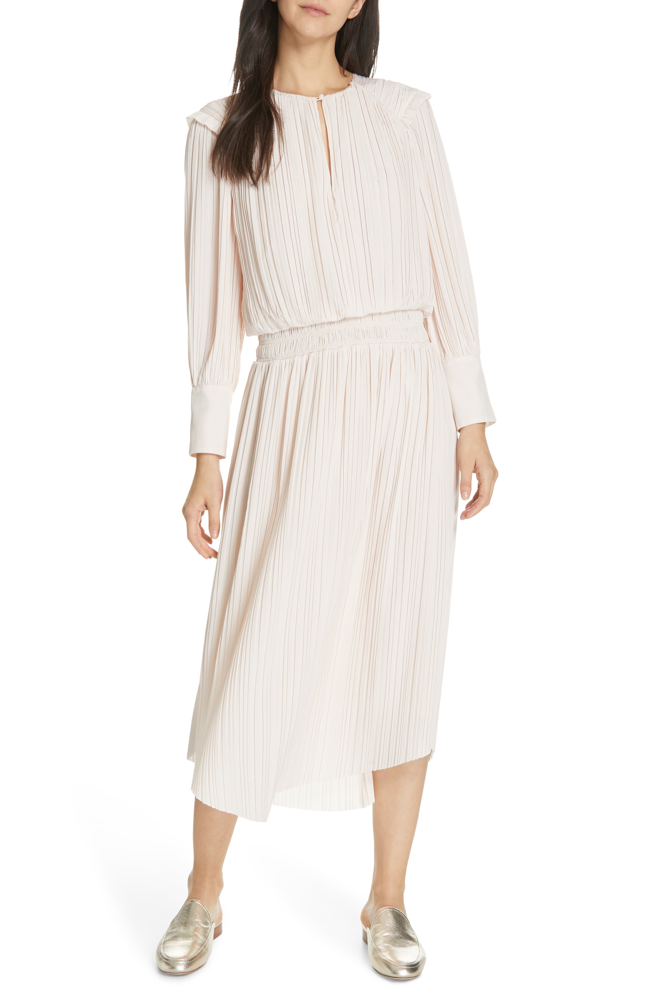 Joie Rheia Pleat Midi Dress, Beige