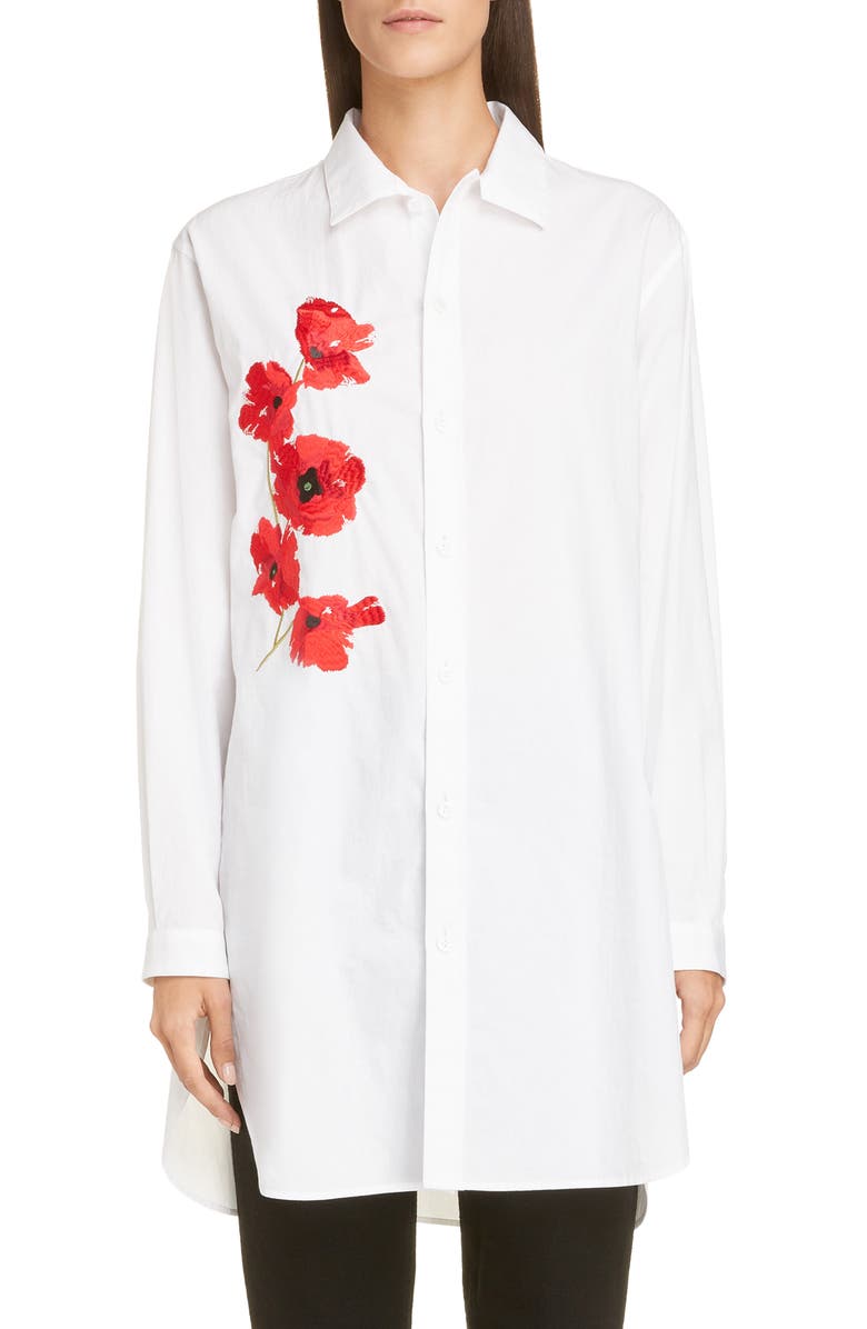 Y's T-shirts EMBROIDERED POPPY SHIRT