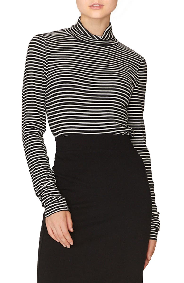 Sanctuary STRIPE MOCK NECK TOP