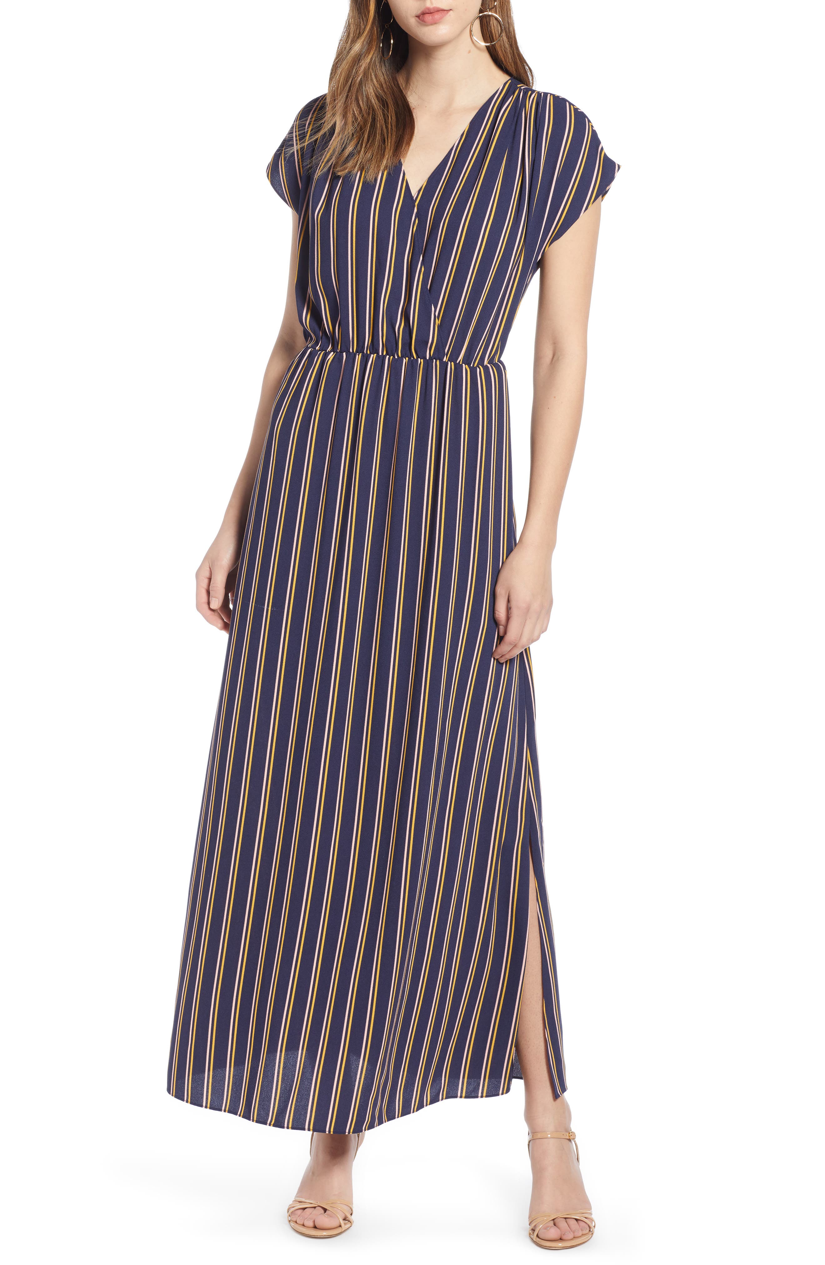 Halogen V-Neck Maxi Dress, Blue