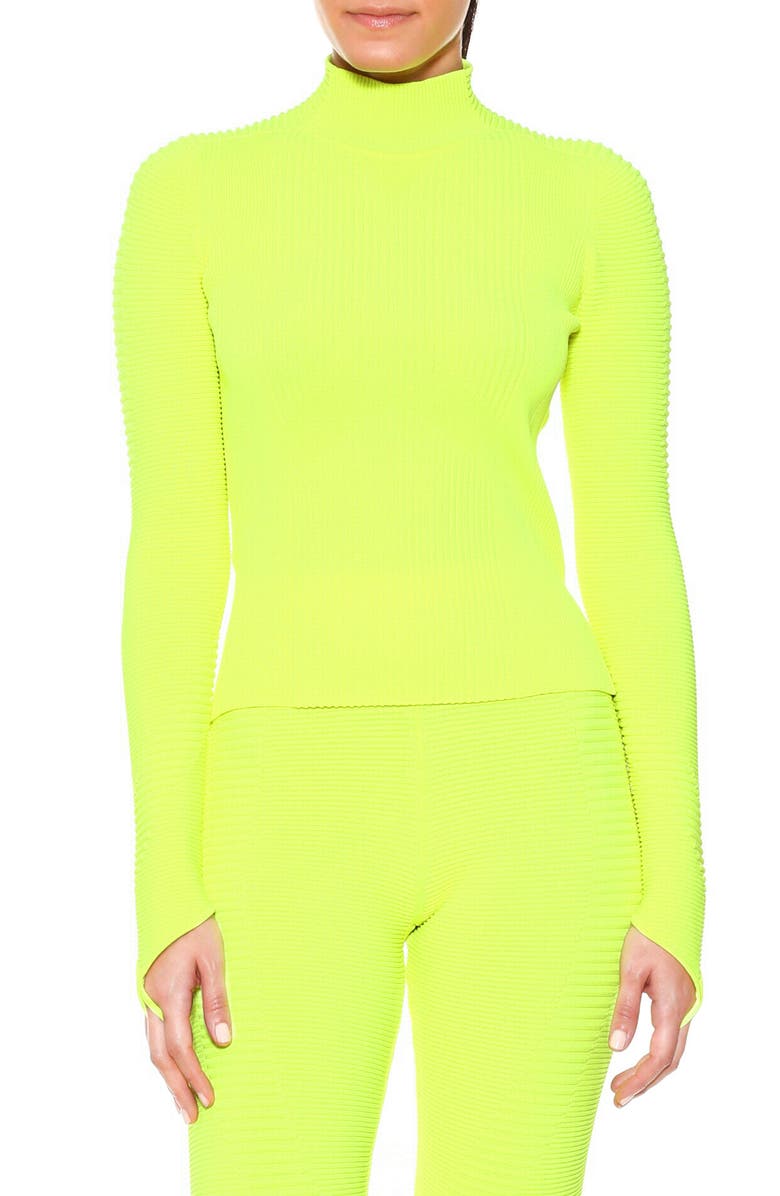 Adam Selman Knits RIB KNIT MOCK NECK TOP