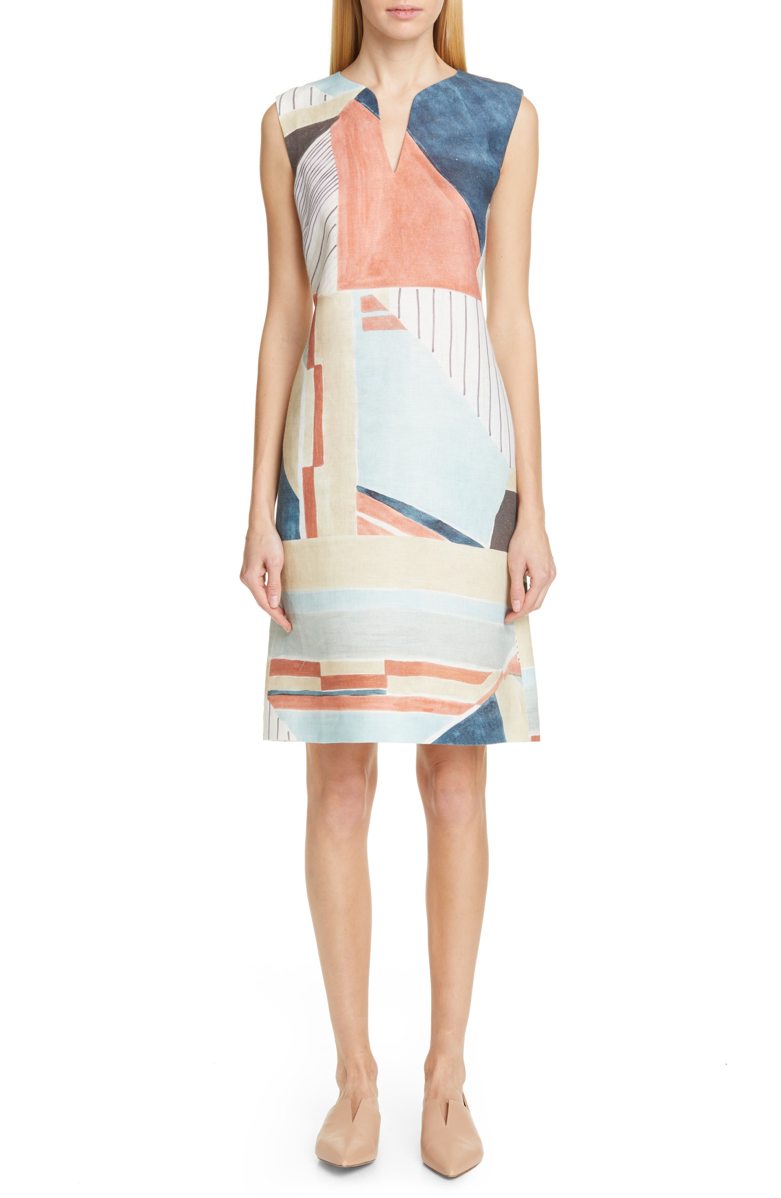 Lafayette 148 New York Taren Linen Shift Dress, Blue