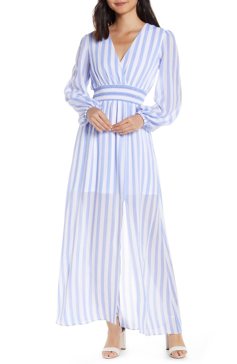 Avec Les Filles Dresses STRIPE LONG SLEEVE MAXI DRESS