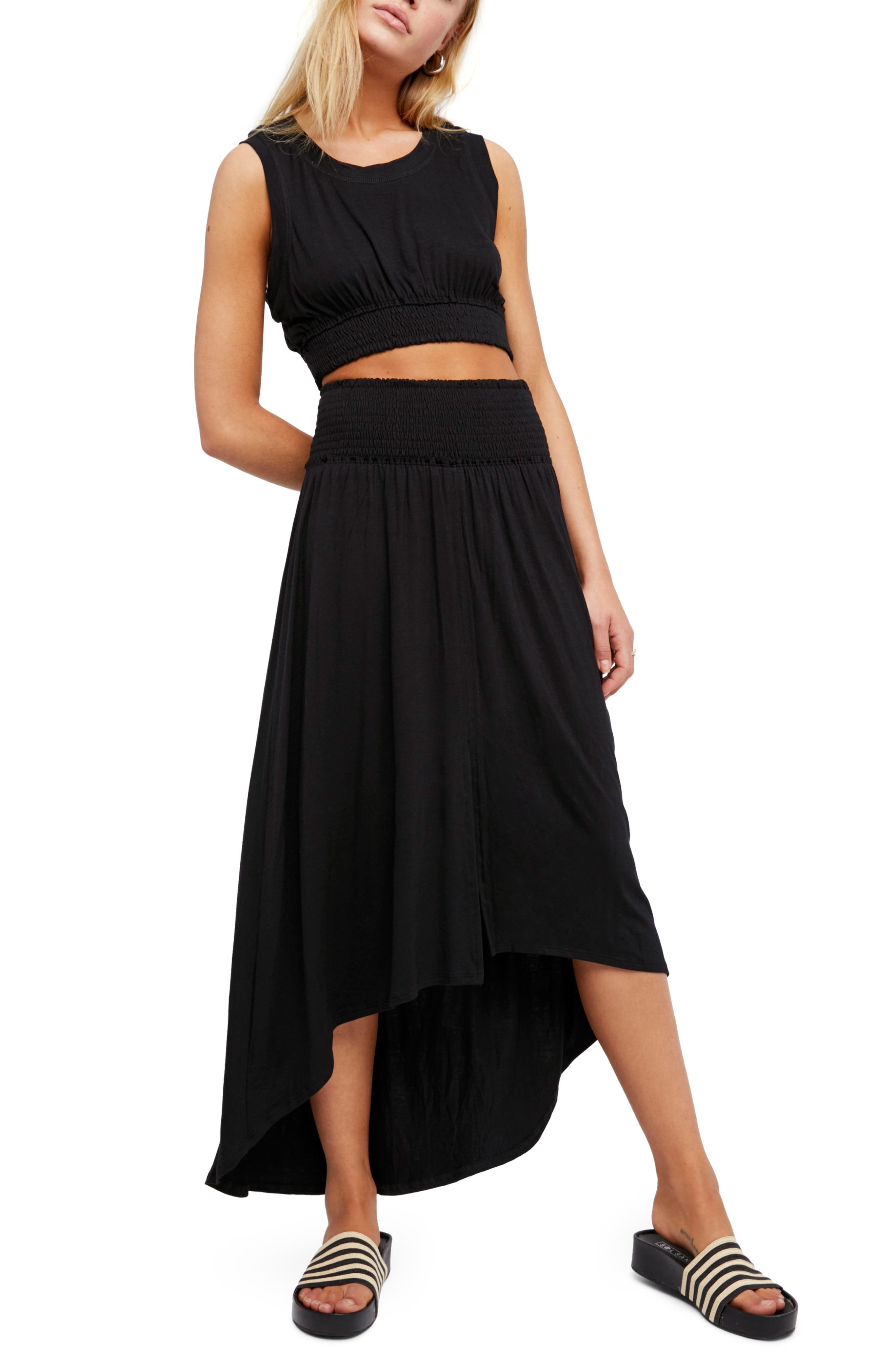 Endless Summer By Free People Morningside Crop Top & High/low Skirt, Black