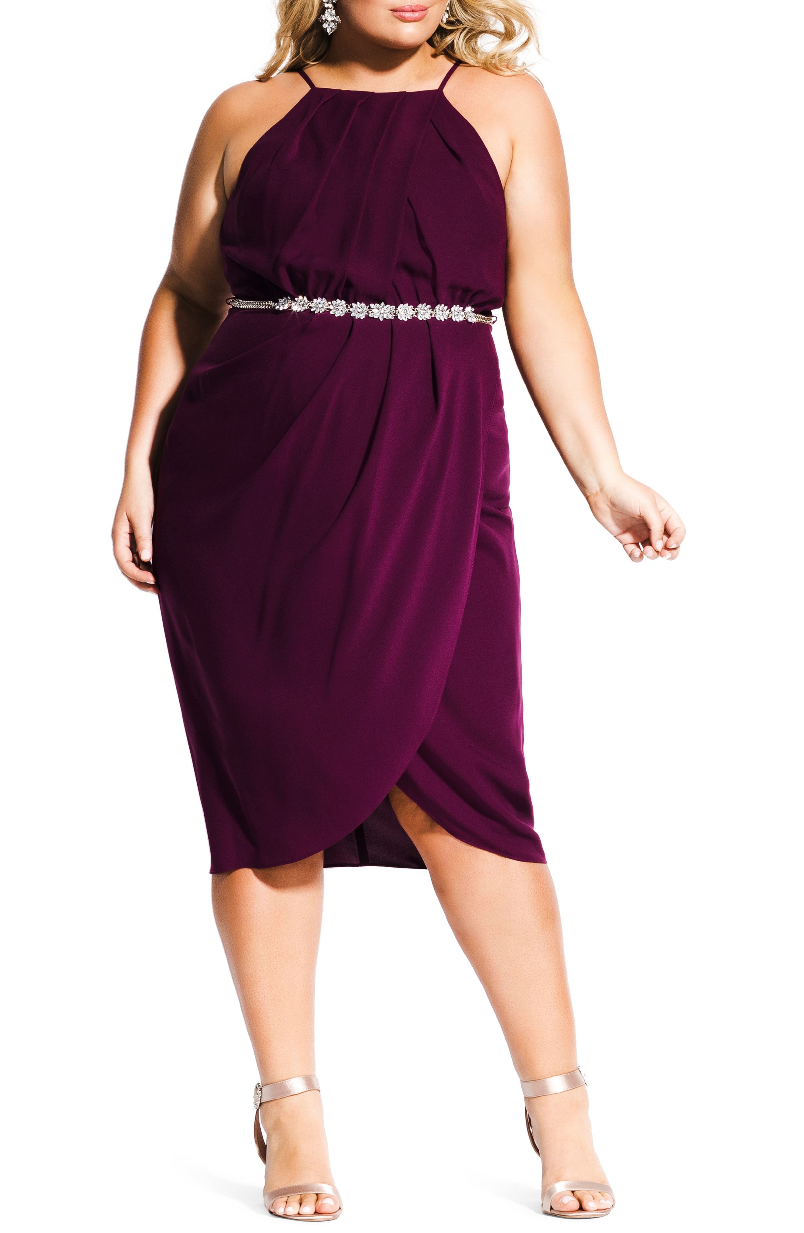 Plus Size City Chic In Love Faux Wrap Dress, Purple