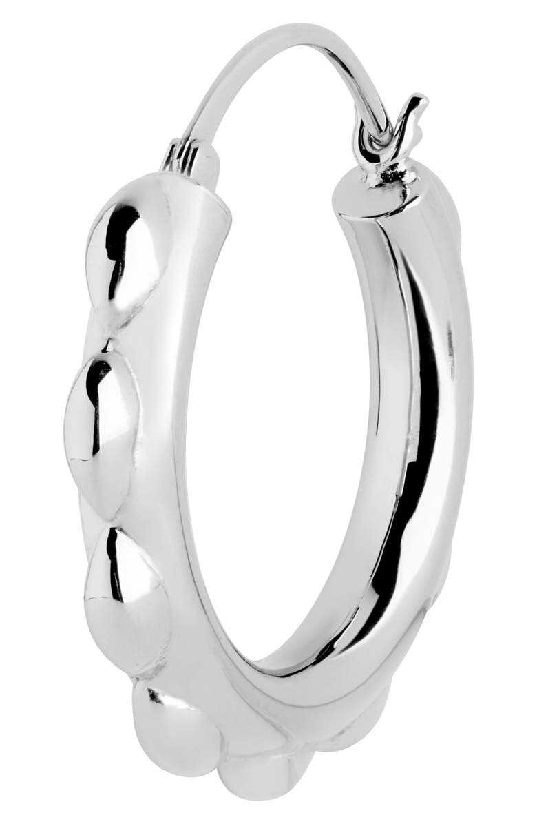 Maria Black Sunflower Hoop Earring In High Polished Silver