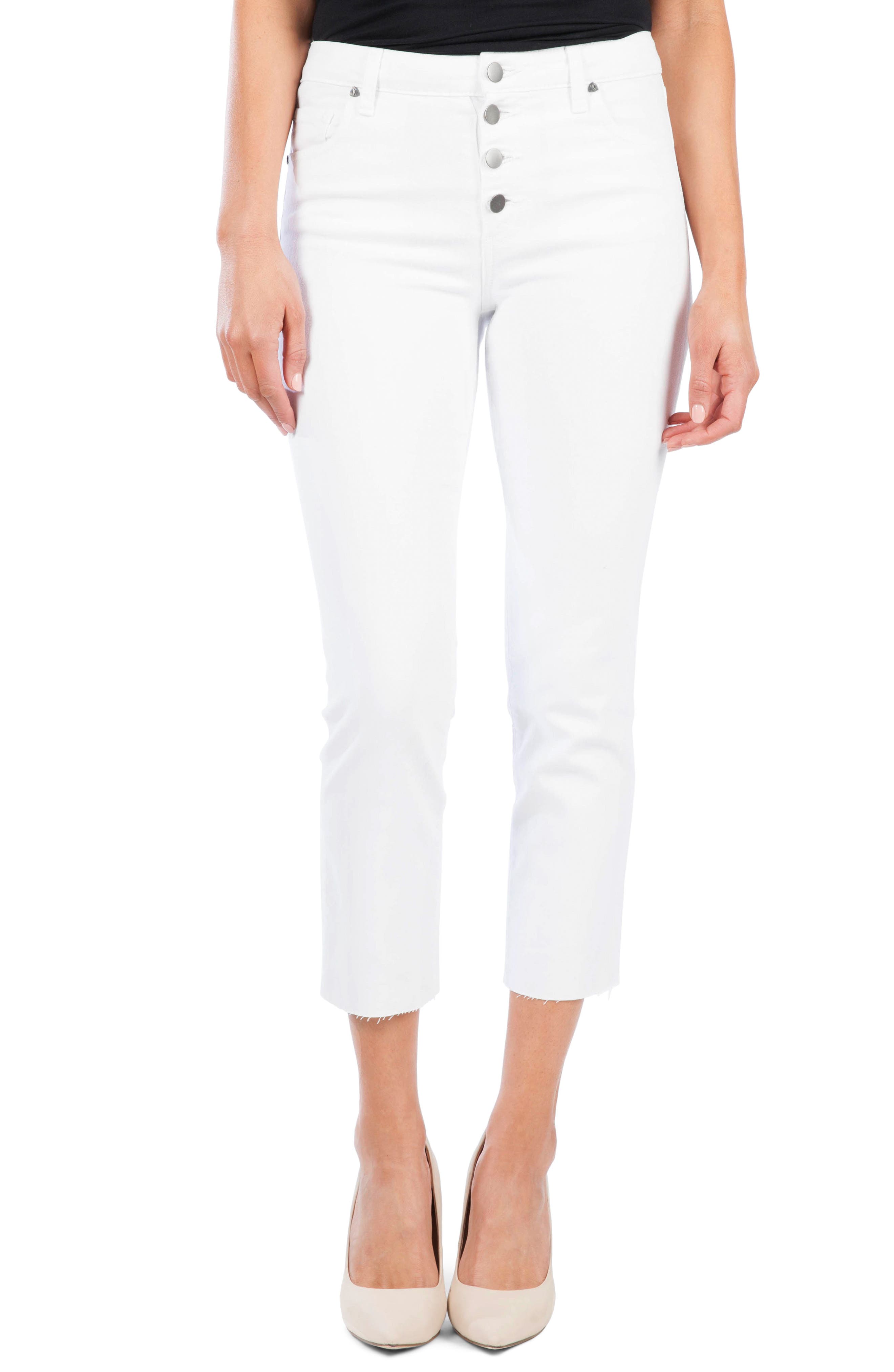 KUT from the Kloth Reese Button Fly Ankle Slim Jeans (Optic White