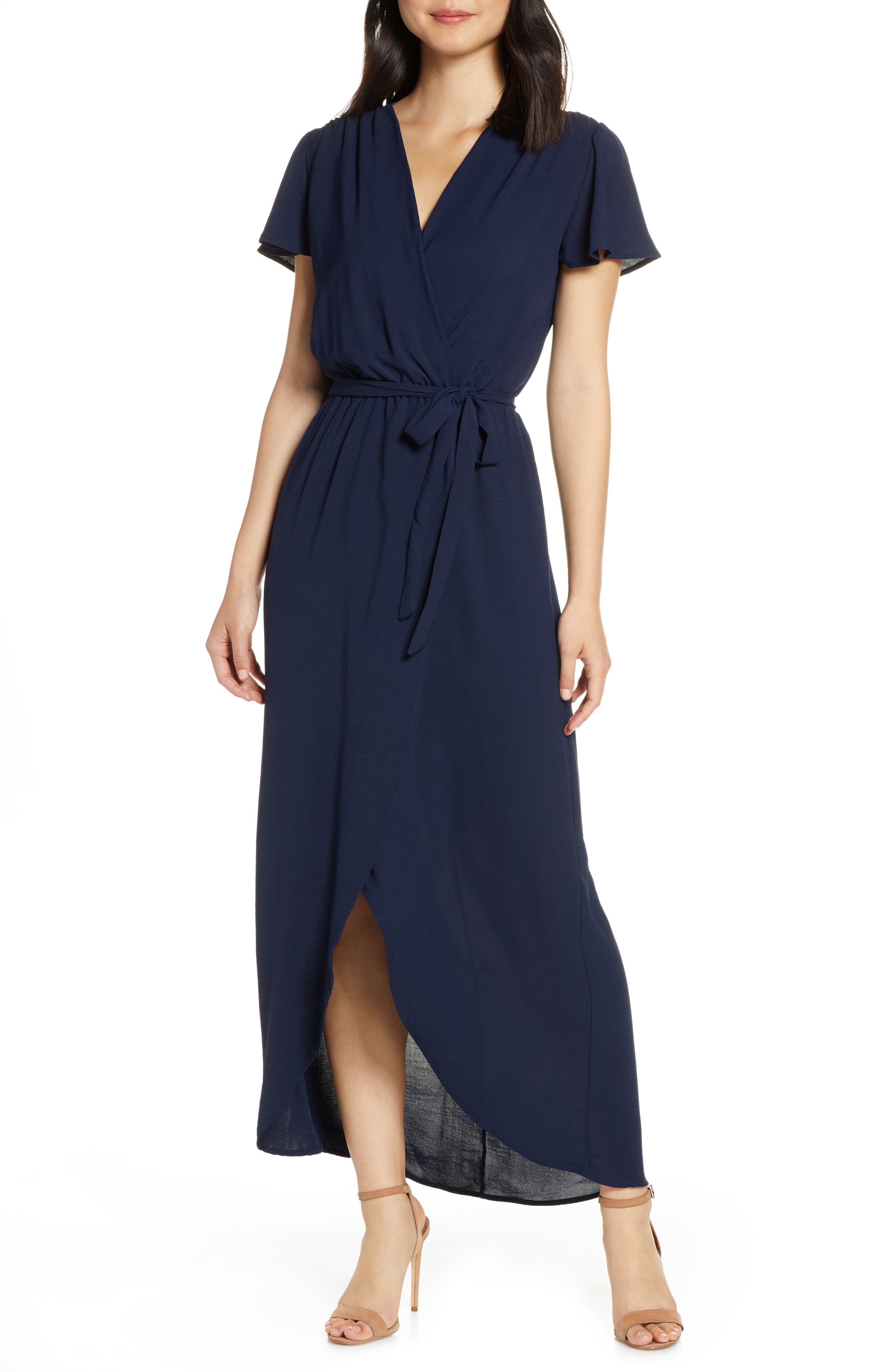 Fraiche By J High/low Wrap Dress, Blue