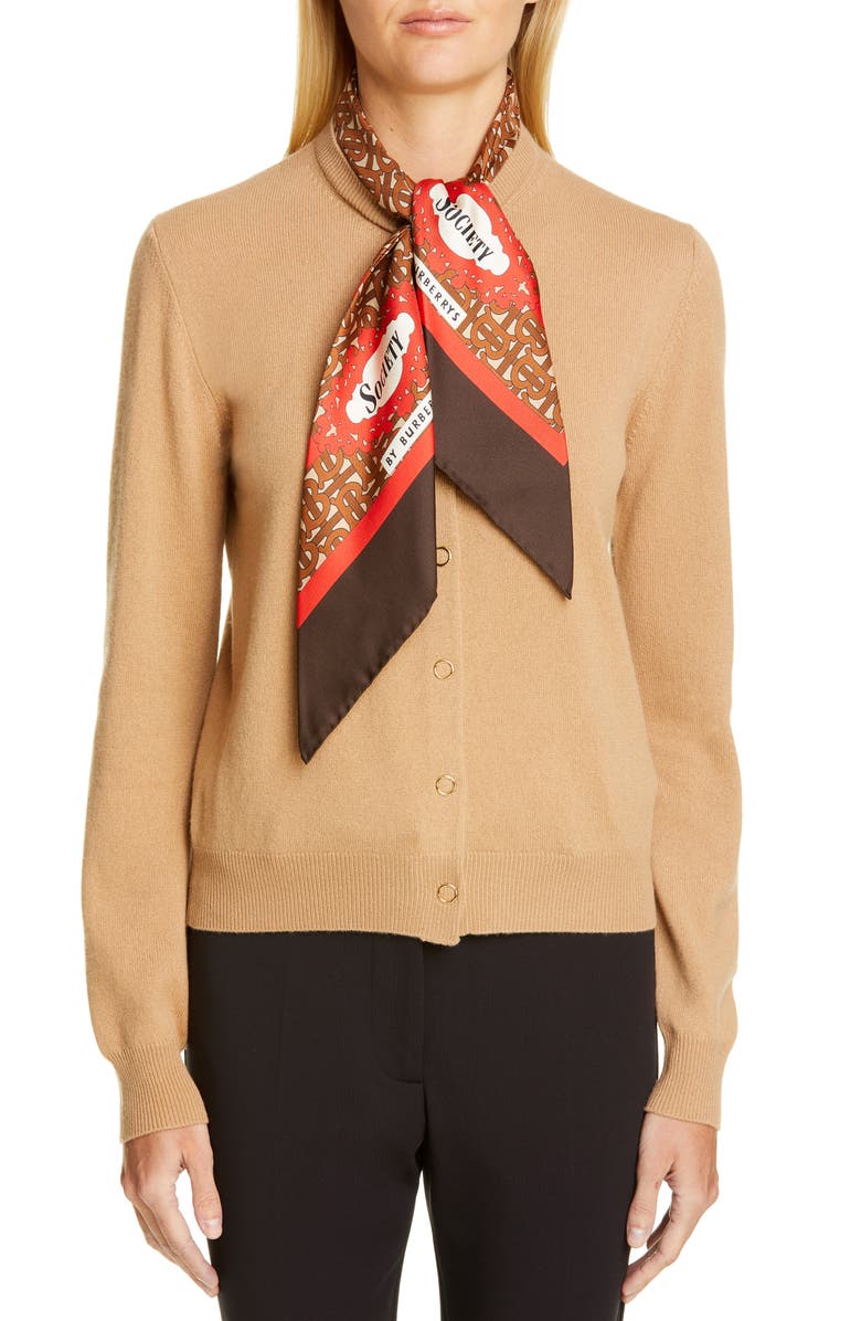 BURBERRY SCARF NECK CASHMERE CARDIGAN,4548369