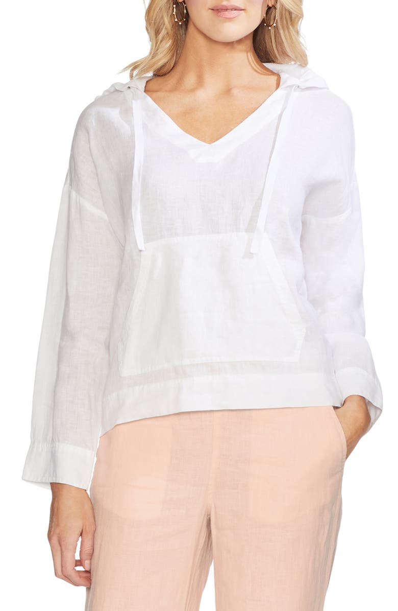 Vince Camuto Tops V-NECK LINEN HOODIE