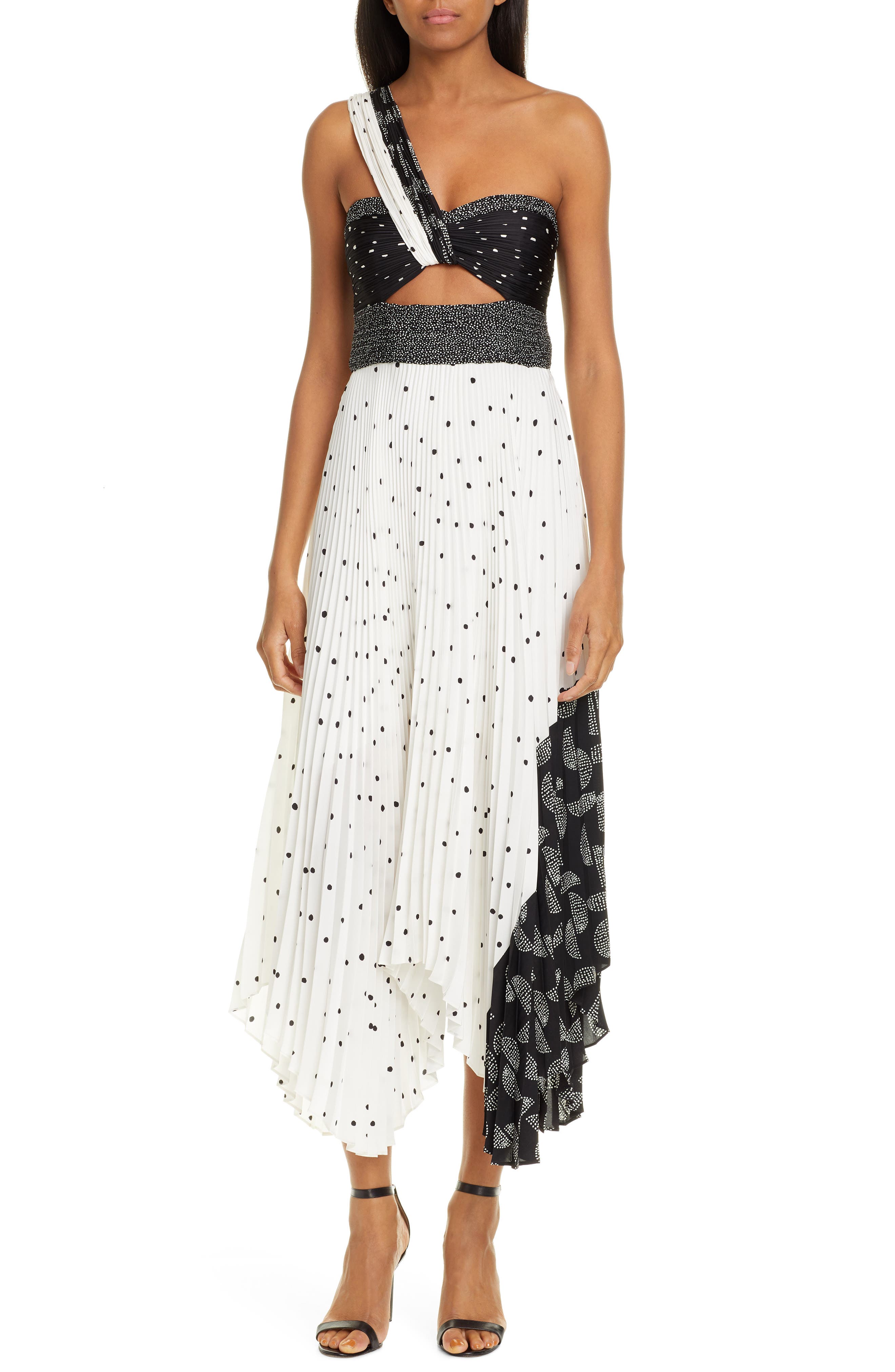 A.l.c. Aurora One-Shoulder Pleated Midi Dress, White