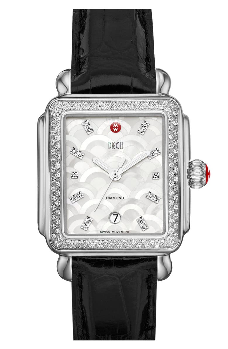MICHELE 18MM ALLIGATOR WATCH STRAP,MS18AA010112