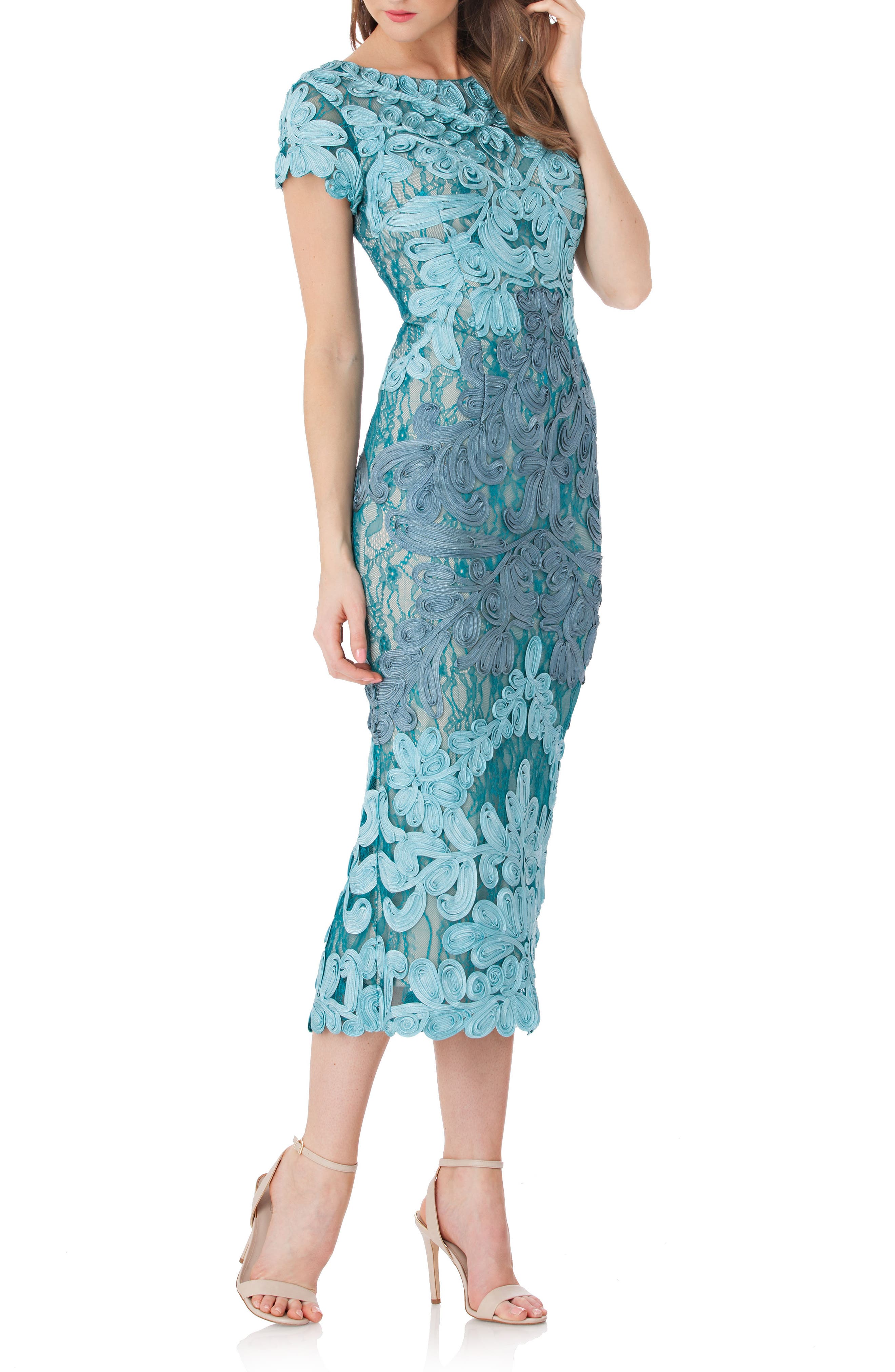 Js Collections Soutache Lace Midi Dress, Blue