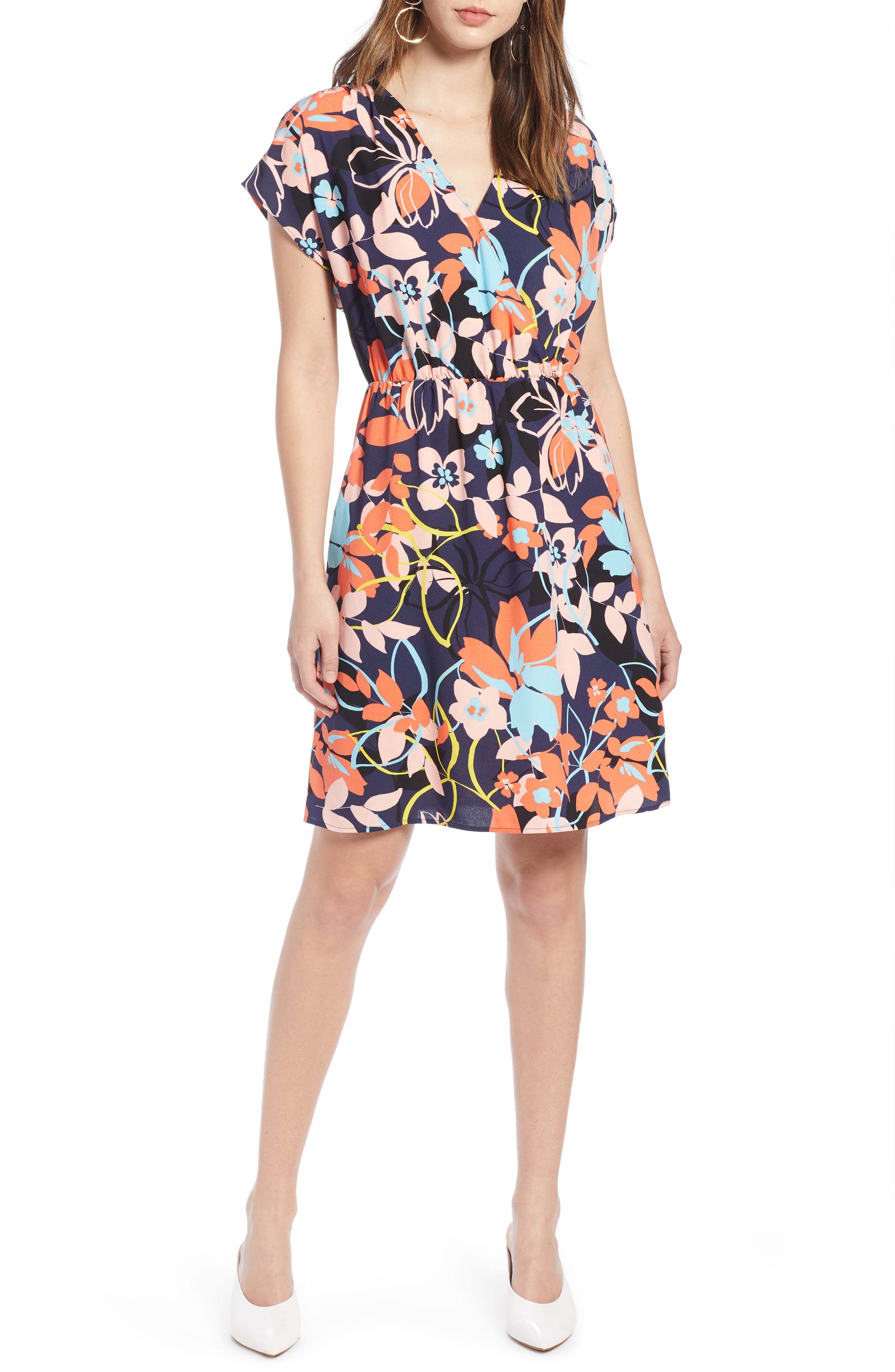 Petite Halogen Faux Wrap Dress, Blue