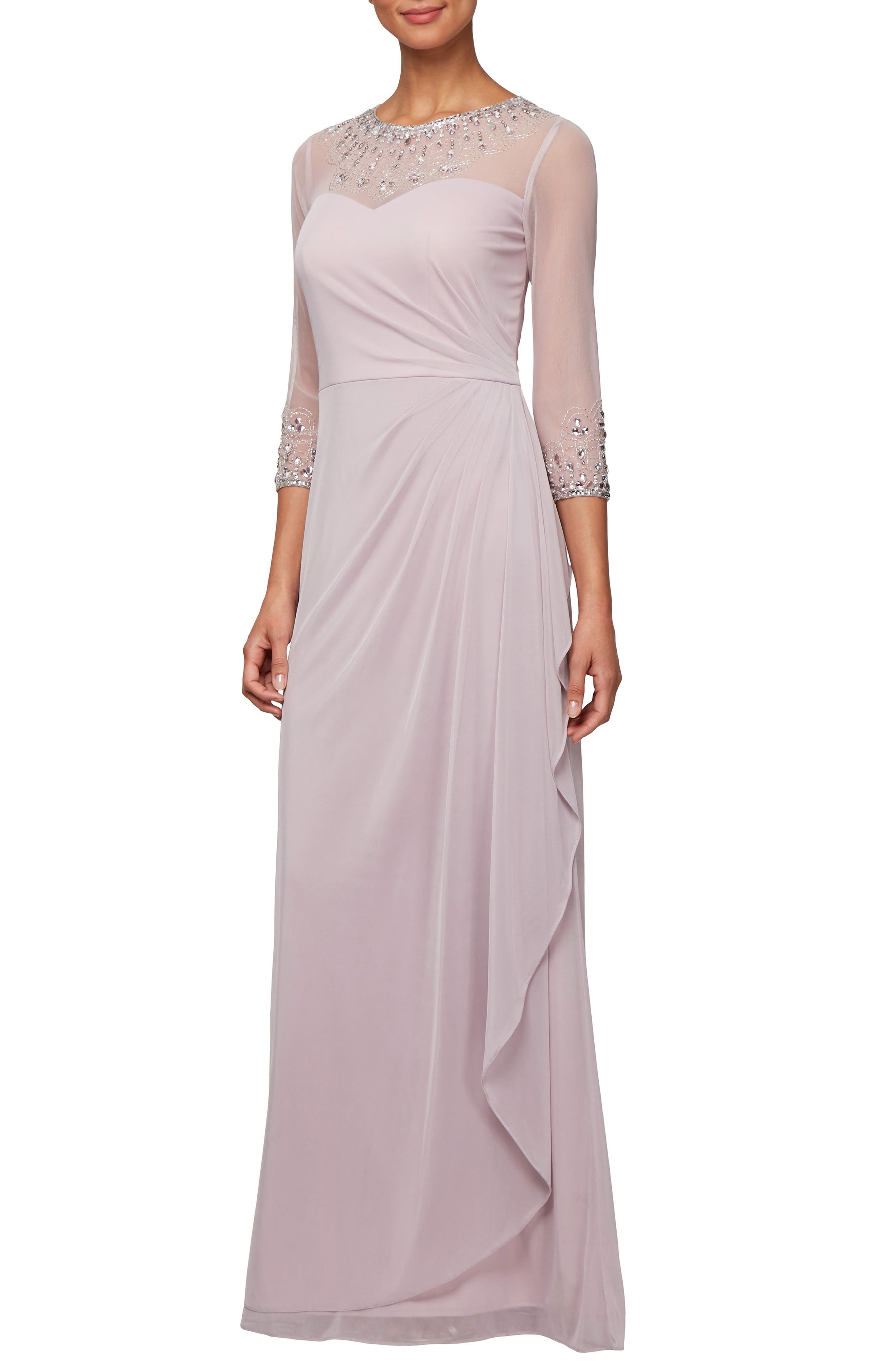 Alex Evenings Embellished A-Line Gown, Pink