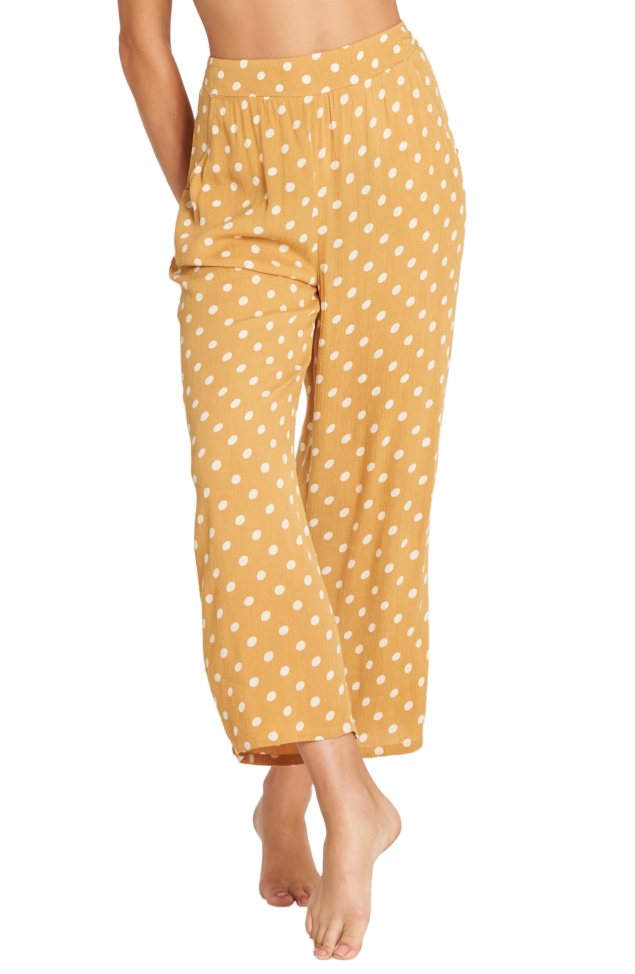 Women's Billabong Cut Through Print Wide Leg Crop Pants Women's Billabong Cut Through Print Wide Leg Crop Pants