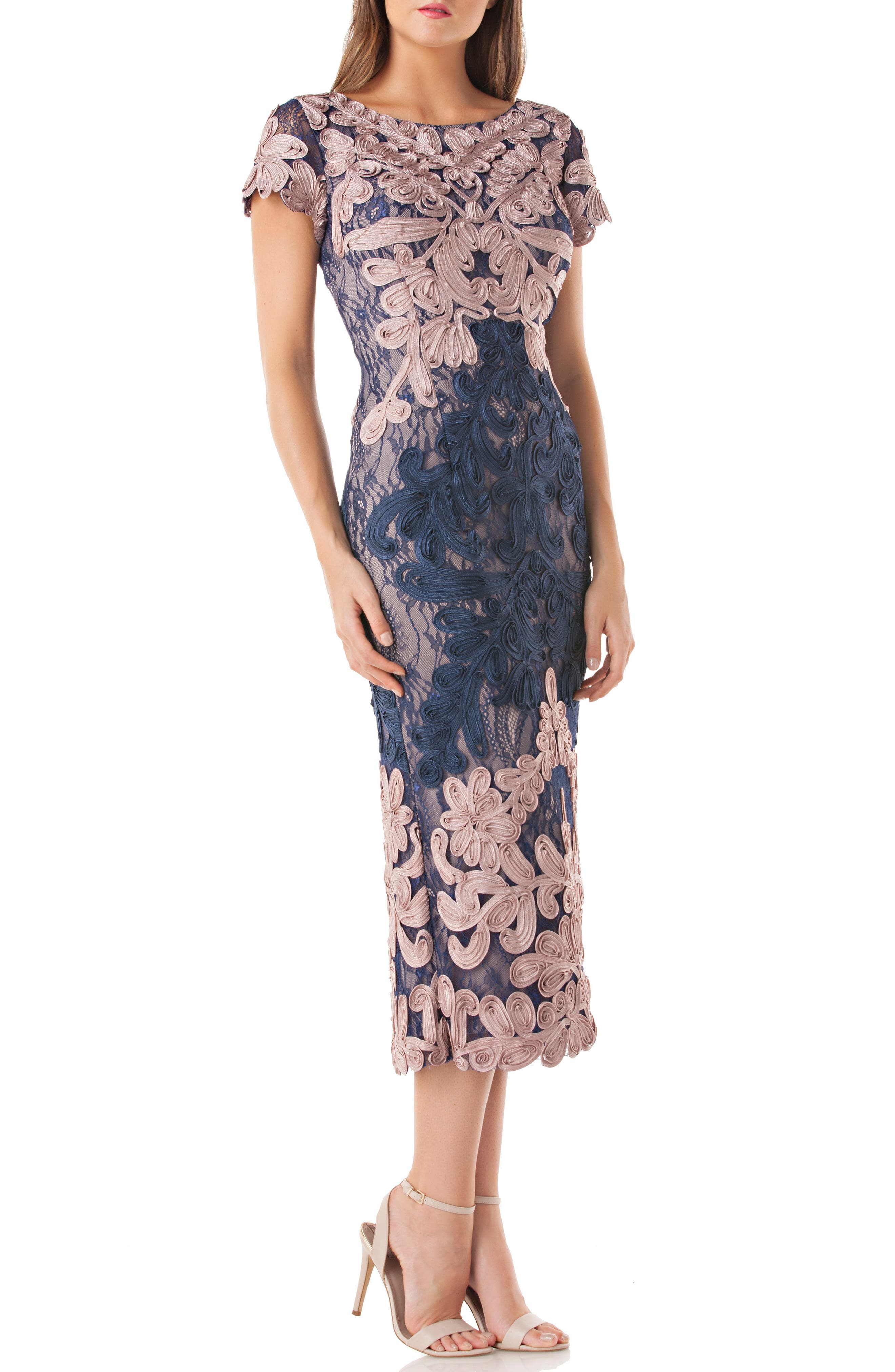 Js Collections Soutache Lace Midi Dress, Blue