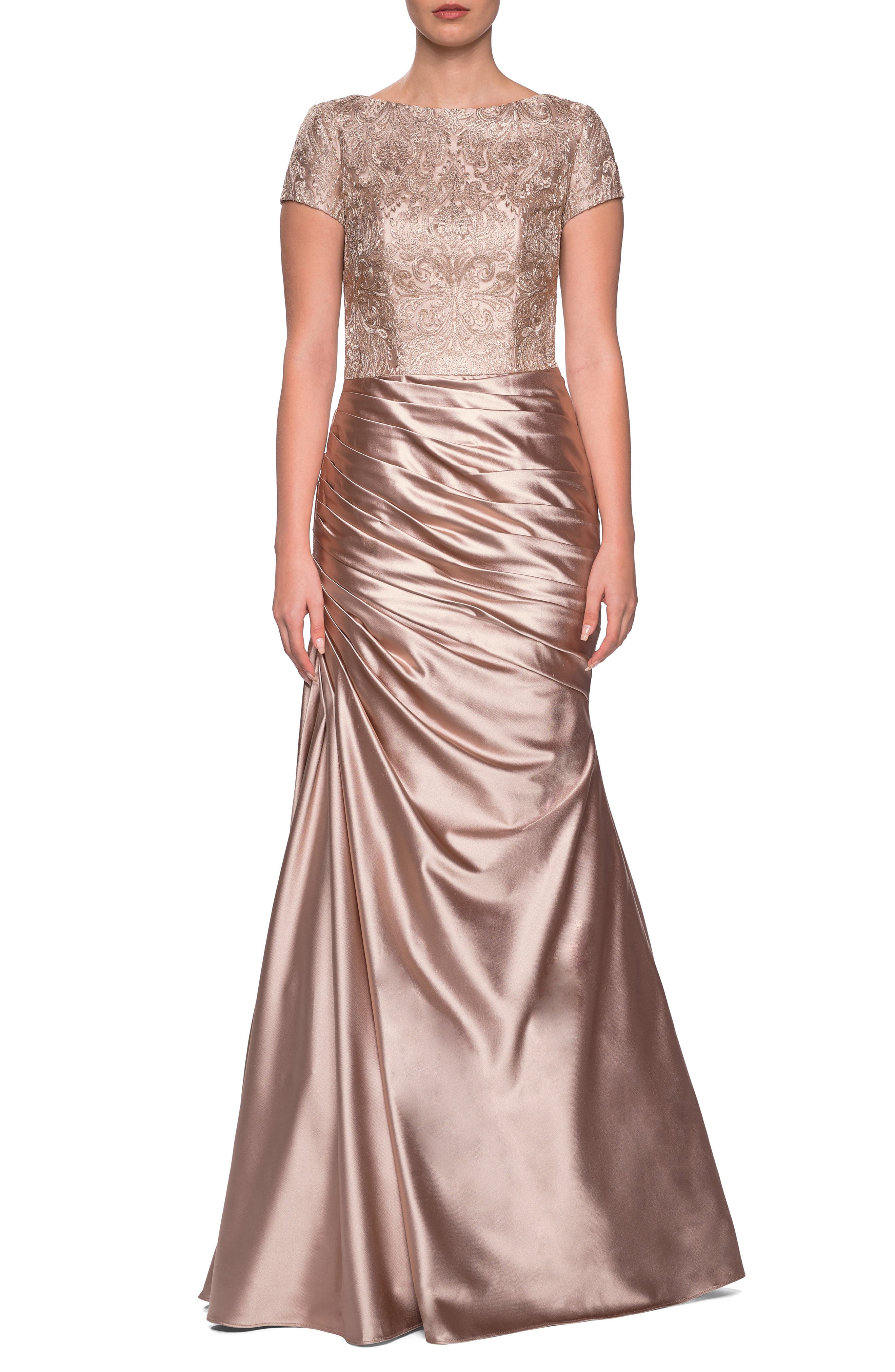 La Femme Embroidered Gown, Yellow
