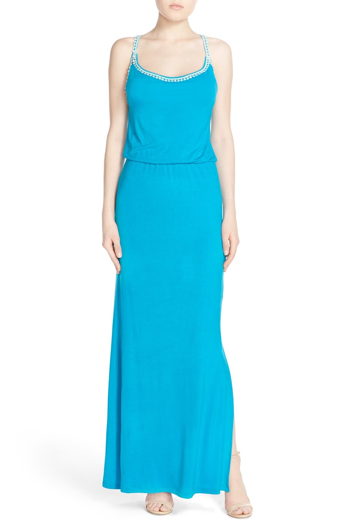 Fraiche By J Crochet Trim Maxi Dress