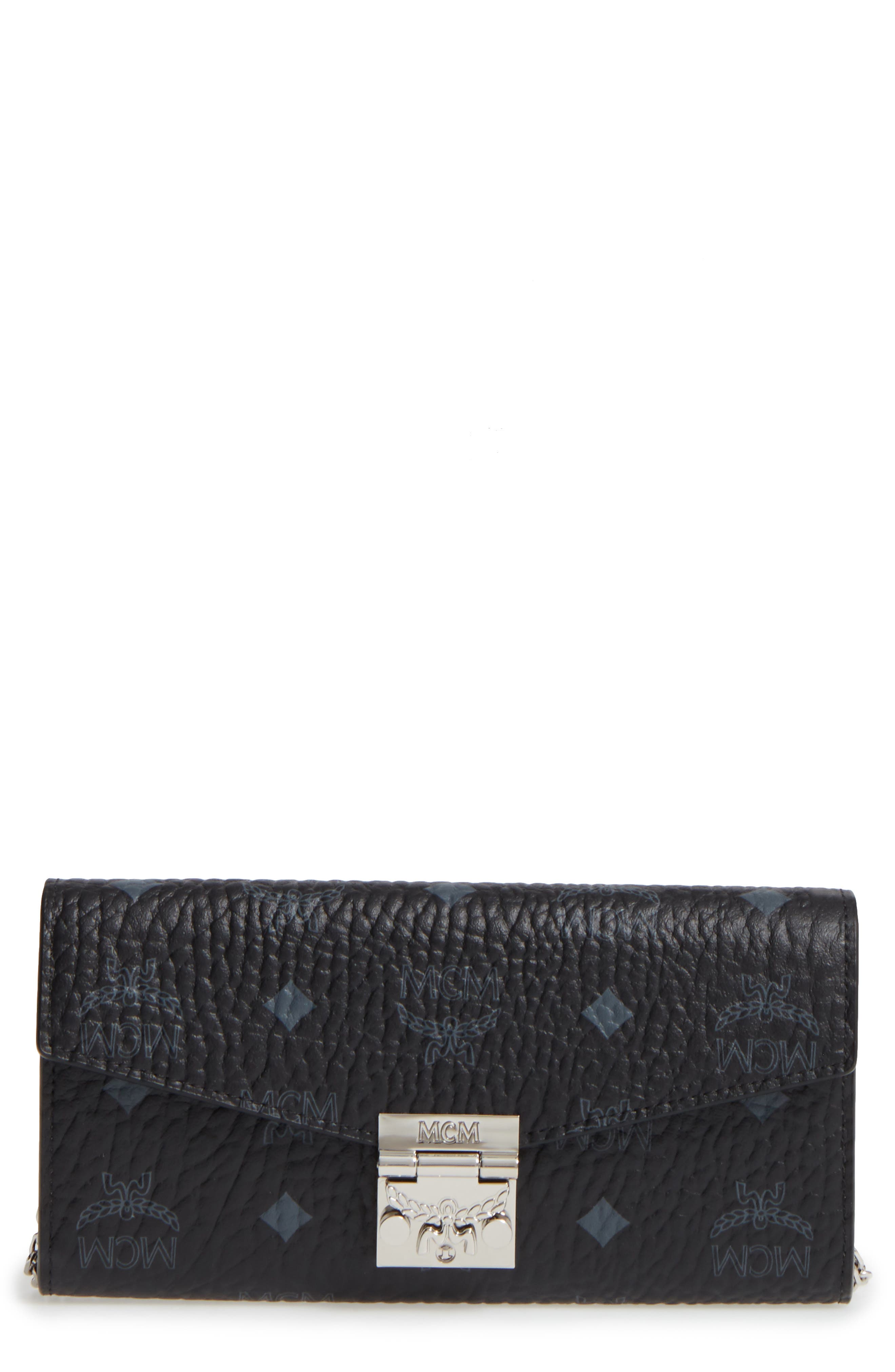 MCM Large Patricia Visetos Canvas Wallet on a Chain Nordstrom