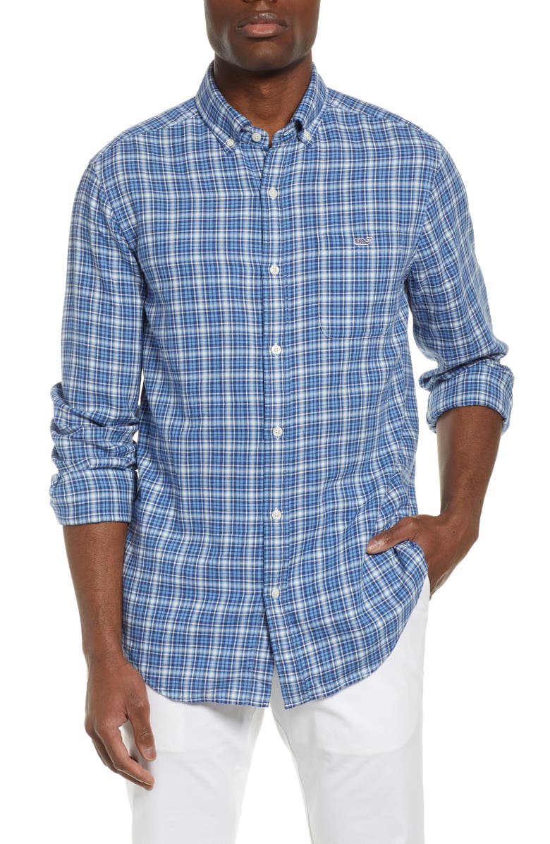 Vineyard Vines T-shirts TUCKER SLIM FIT CHECK COTTON & LINEN SPORT SHIRT