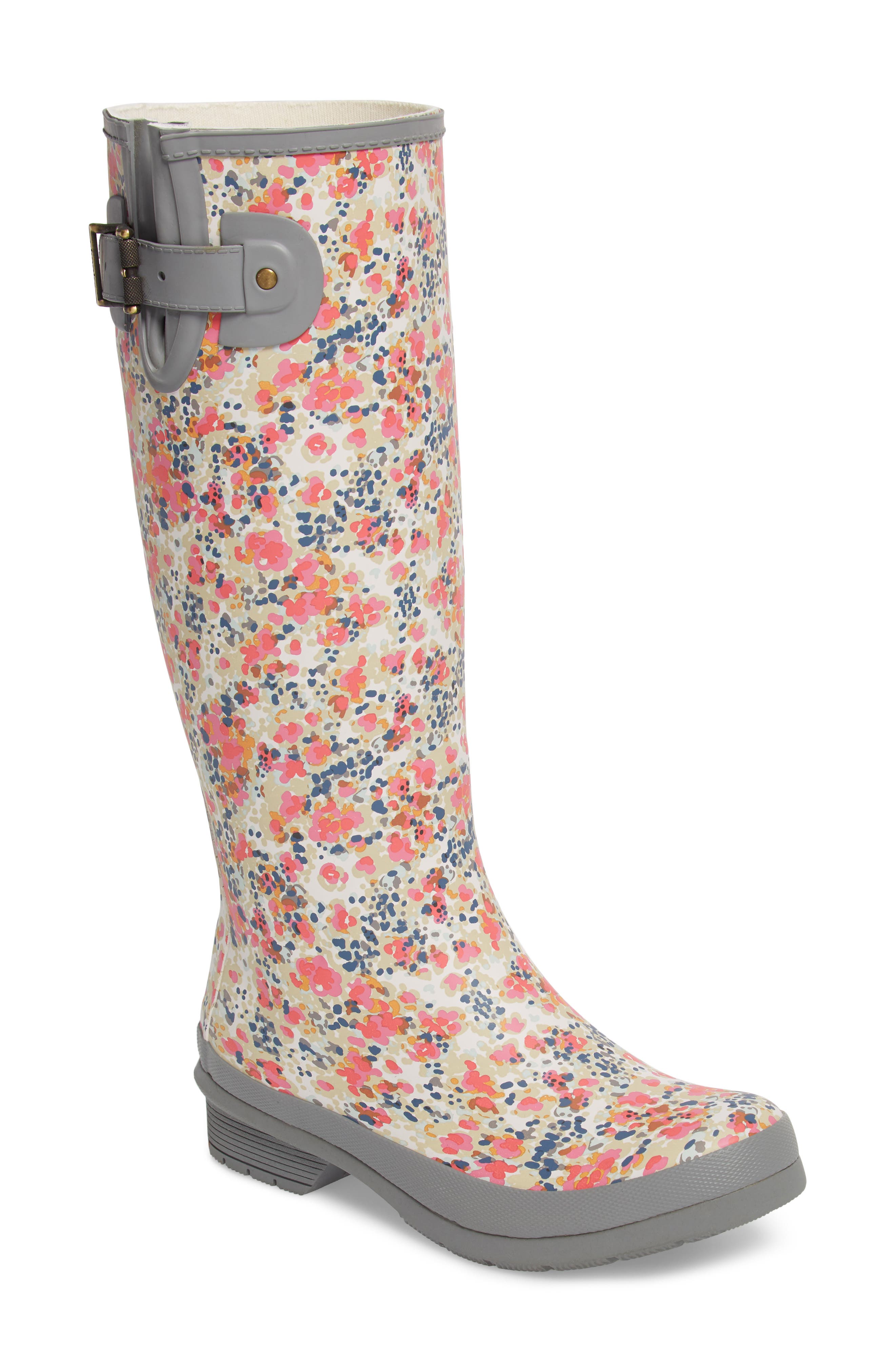 Chooka Julia Floral Waterproof Rain Boot, Grey