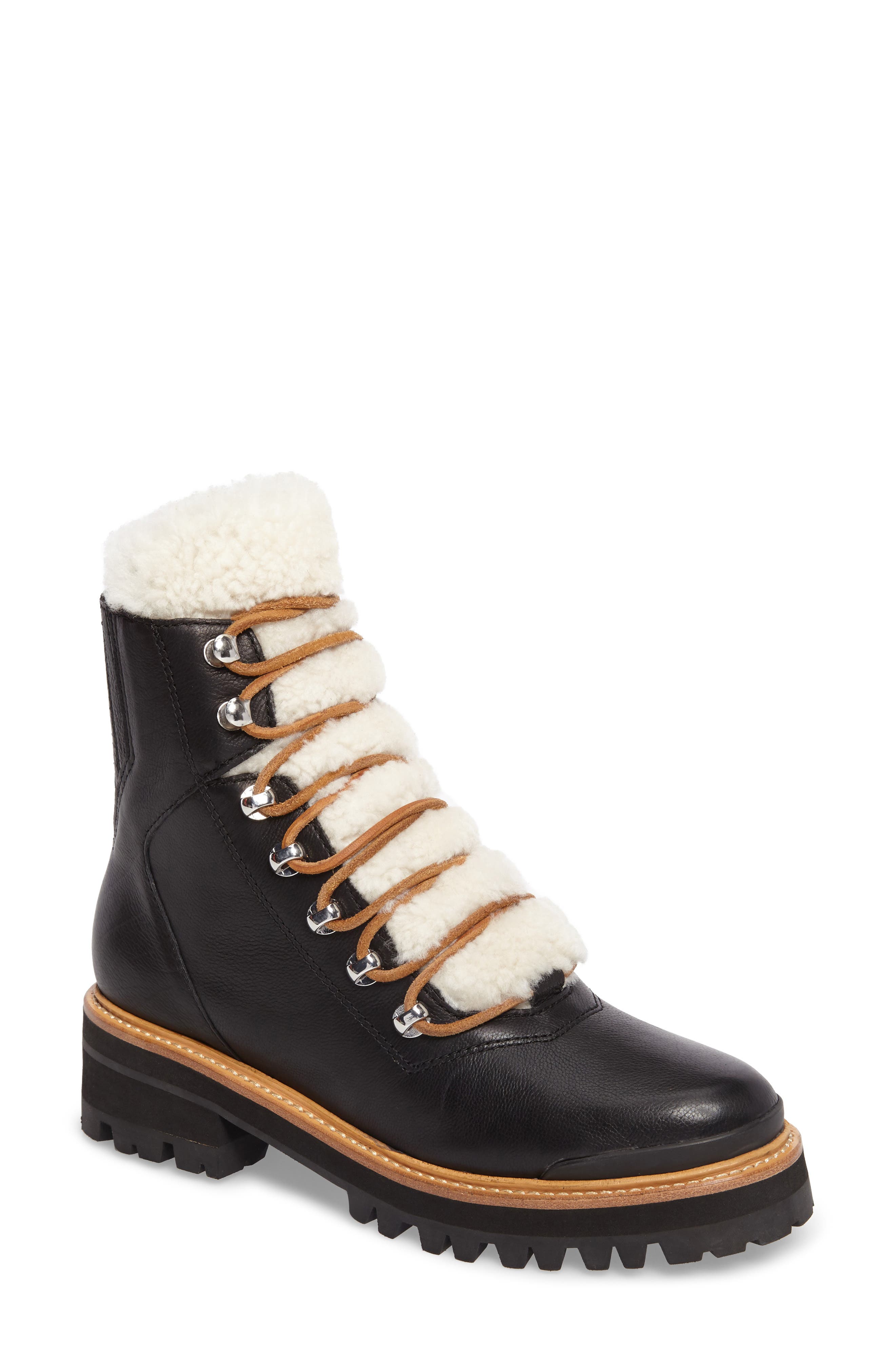 Marc Fisher LTD Izzie Genuine Shearling LaceUp Boot (Women) Nordstrom