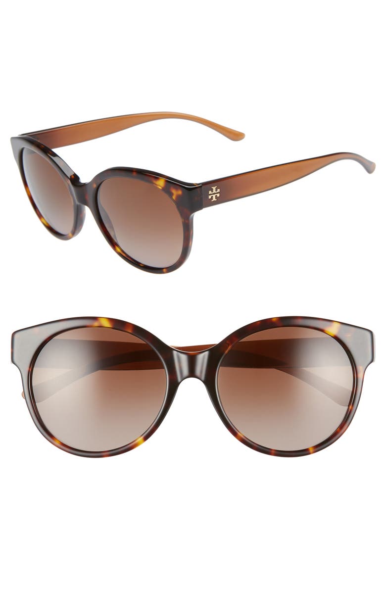 Tory Burch Stacked T 55mm Polarized Round Sunglasses | Nordstrom