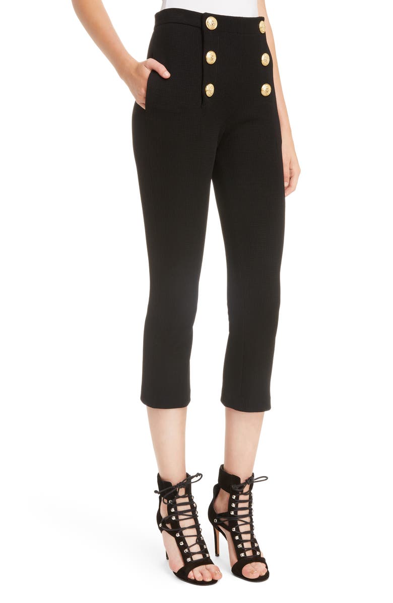 BALMAIN BUTTON CROP PANTS,RF15409V025