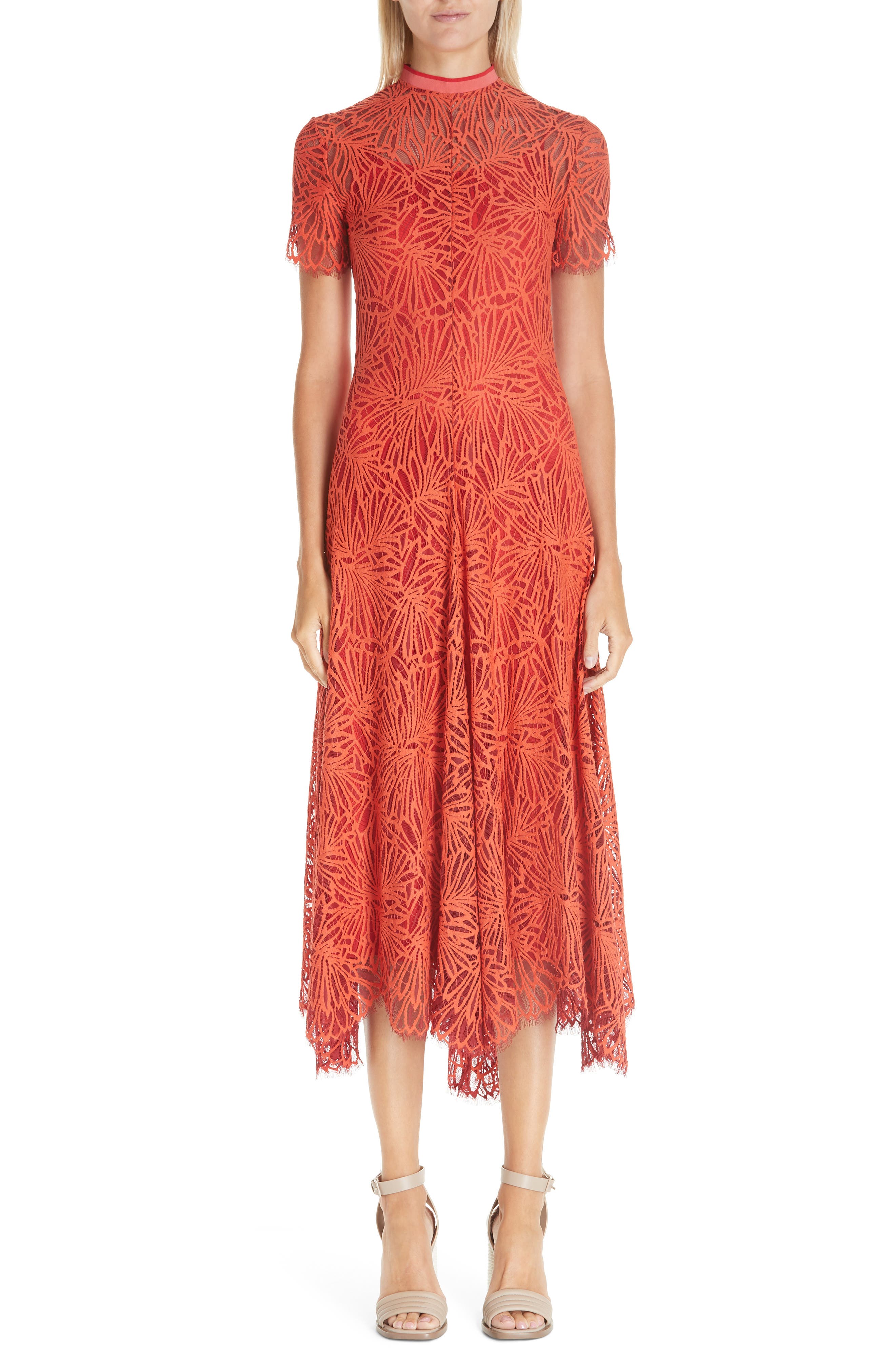 Proenza Schouler Stretch Lace Dress, Orange