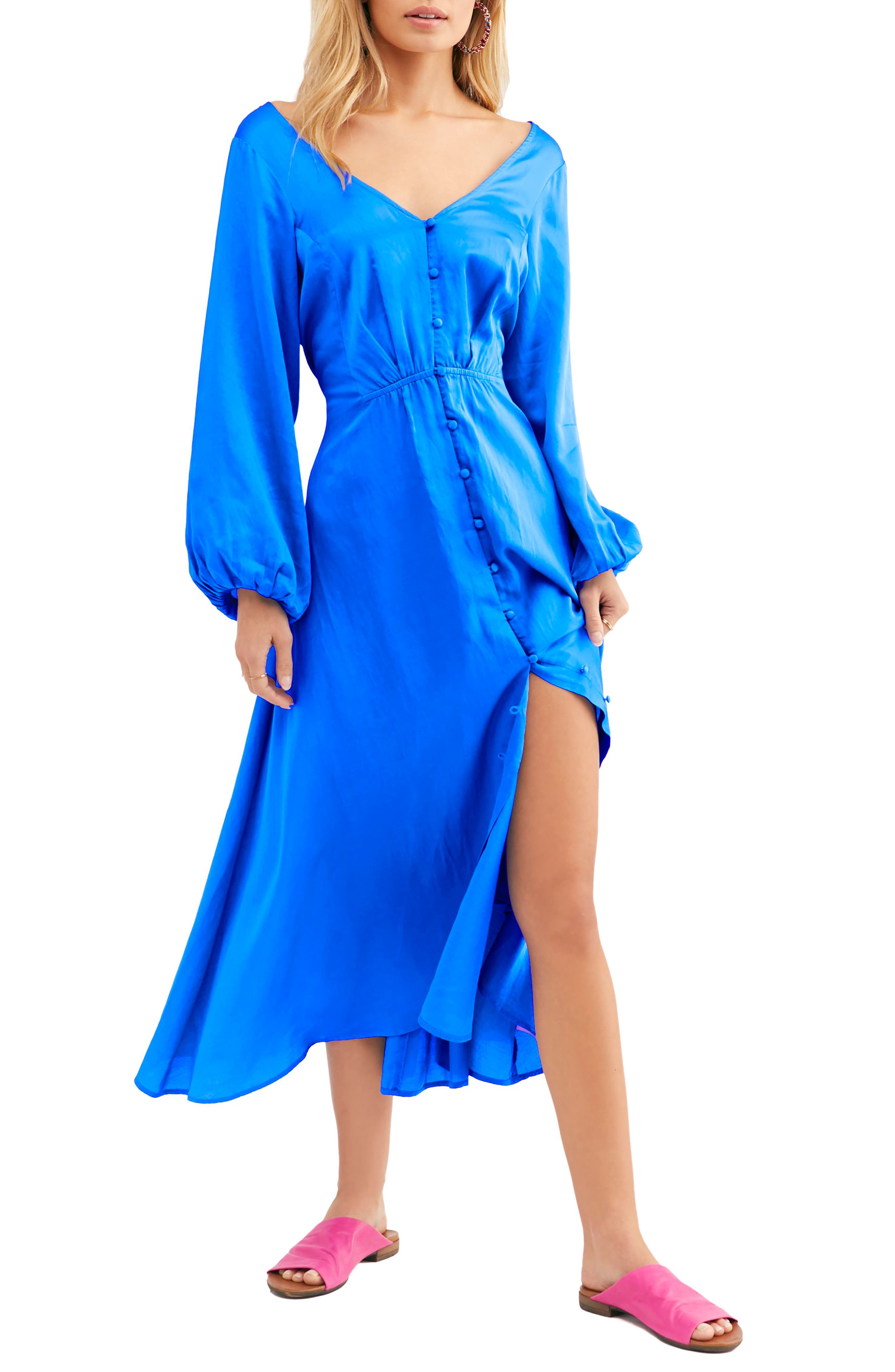 Free People Later Days Midi Dress, Blue
