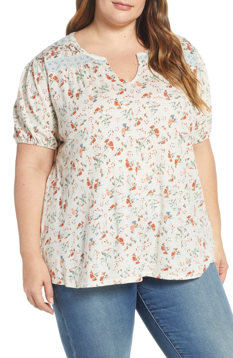 Lucky Brand Tops FLORAL PEASANT TOP