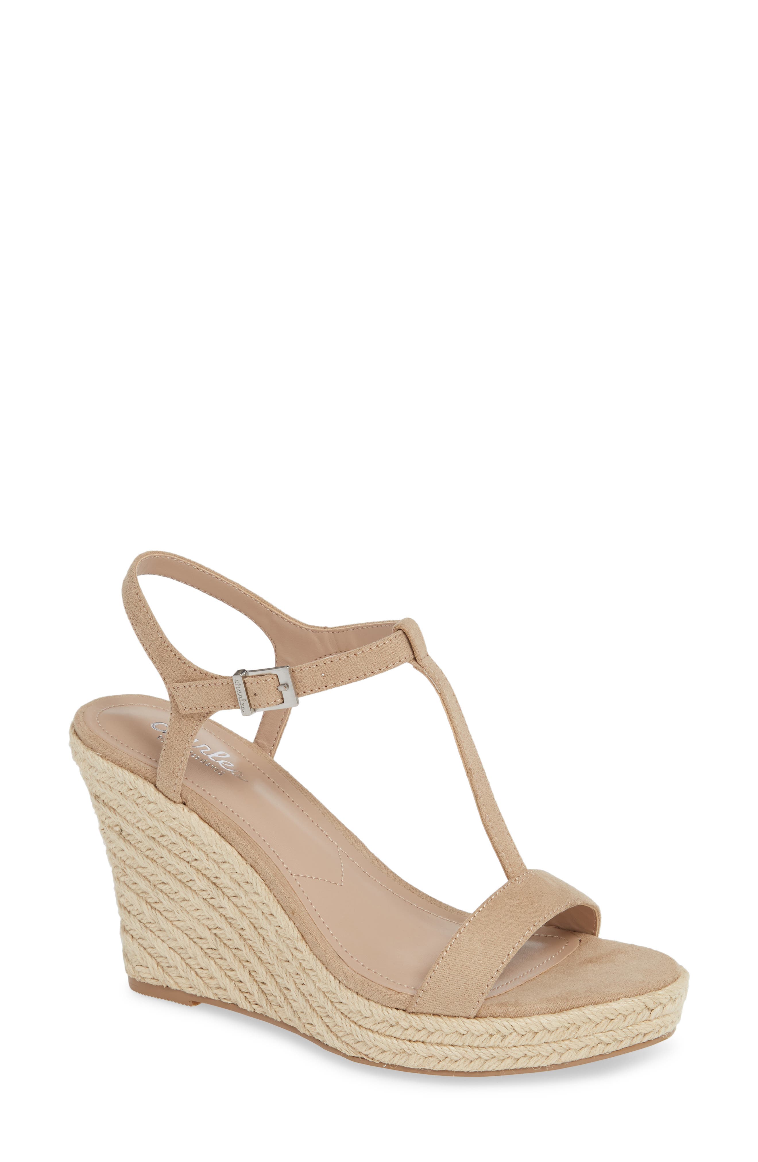 Charles By Charles David Lili T-Strap Wedge Sandal, Beige
