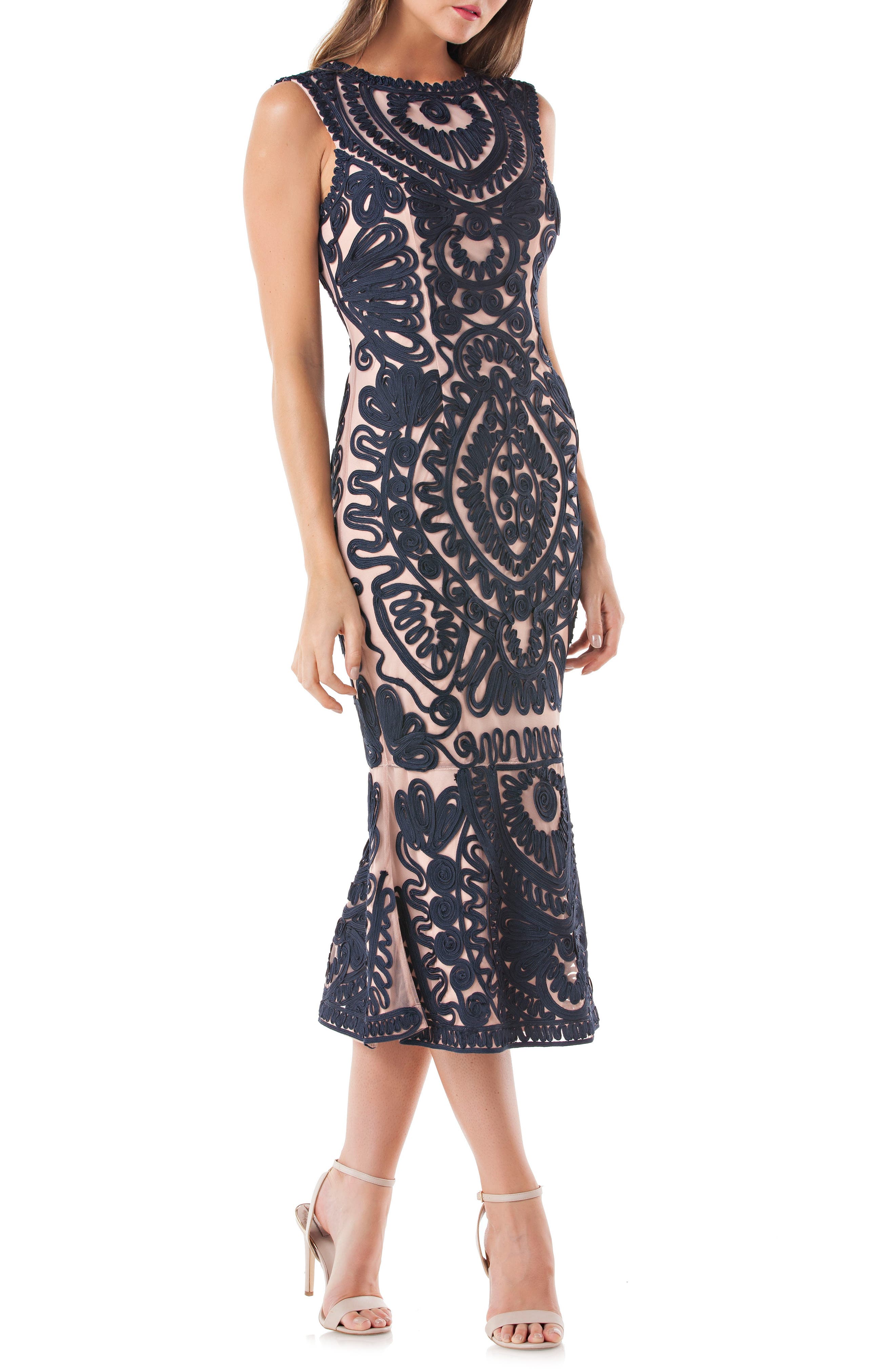 Js Collections Soutache Mesh Dress, Blue