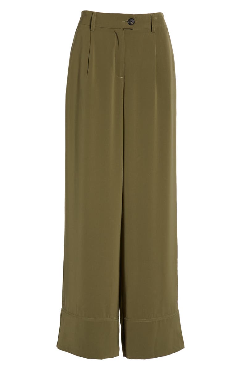 Vero Moda Laura Cropped Wide-leg Pants In Ivy Green