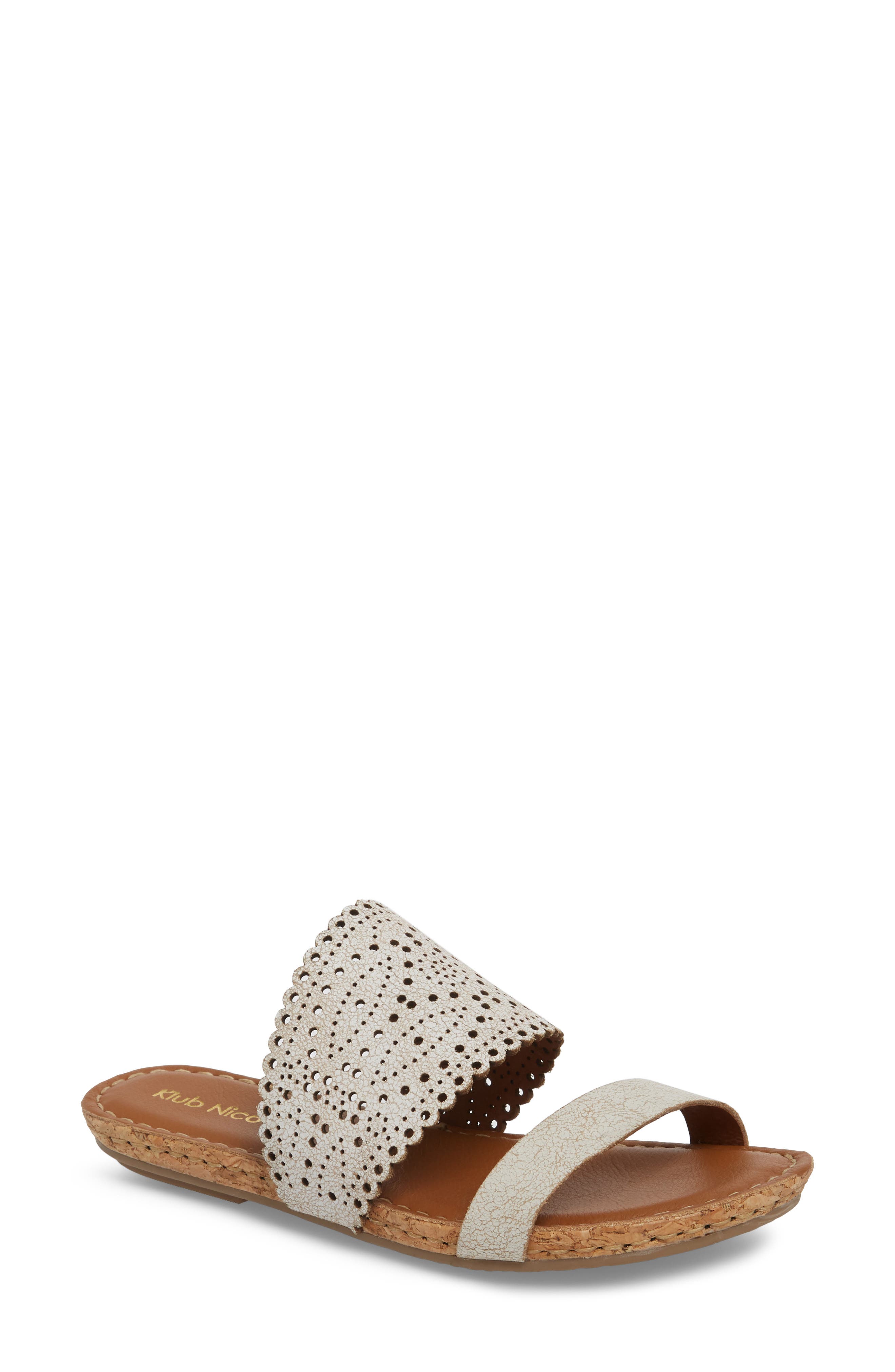 Klub Nico Ginette Perforated Slide Sandal, White