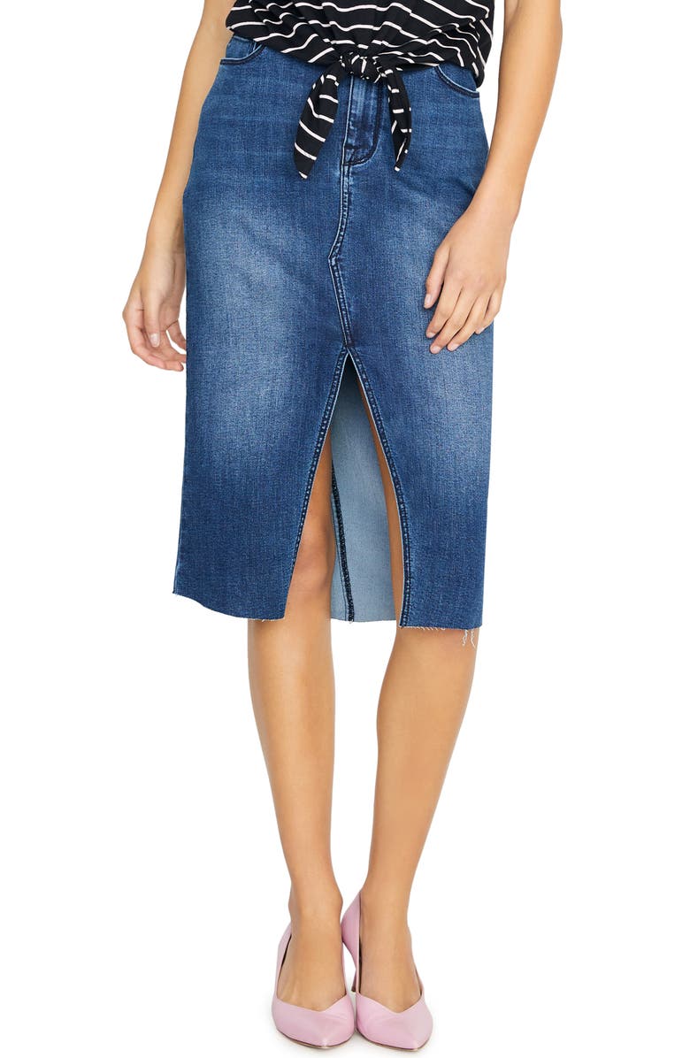Sanctuary MOSELLE RAW EDGE DENIM MIDI SKIRT