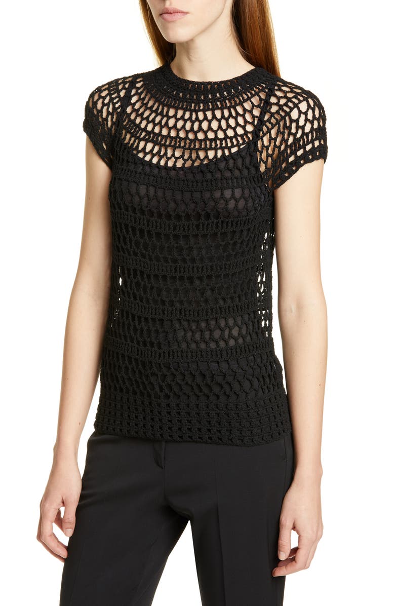 Theory Tissage Crochet T-shirt In Jet Black