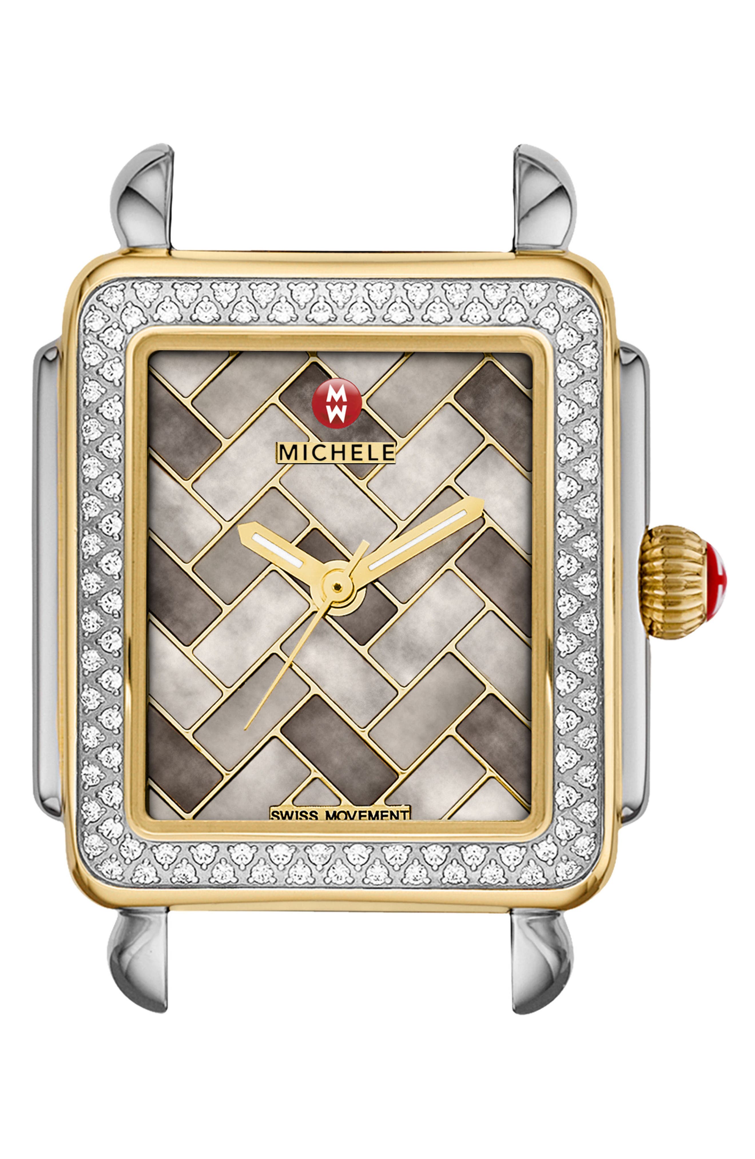 MICHELE Deco 16 Diamond TwoTone Watch Case, 29mm x 31mm Nordstrom