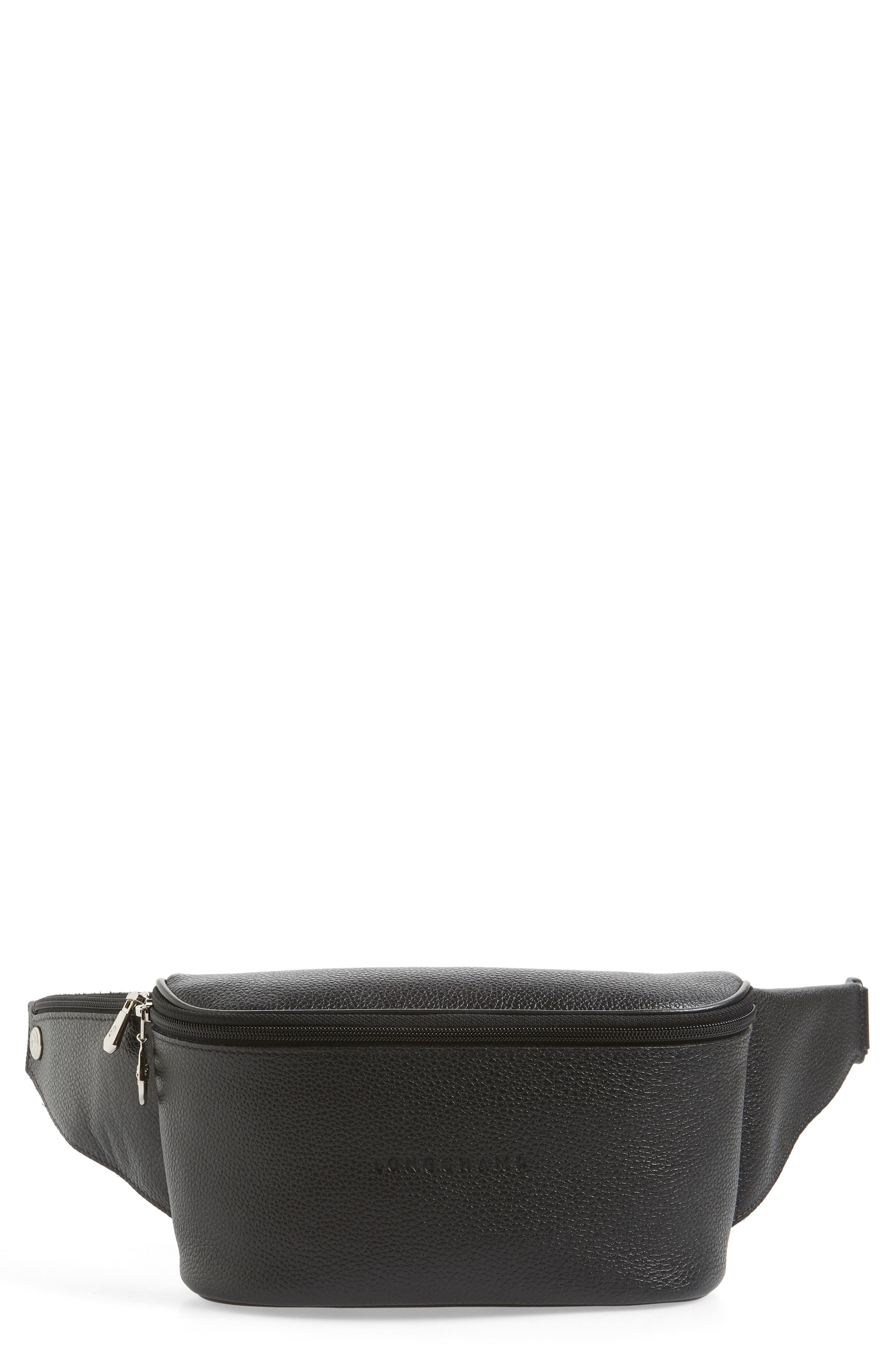 black leather belt bag