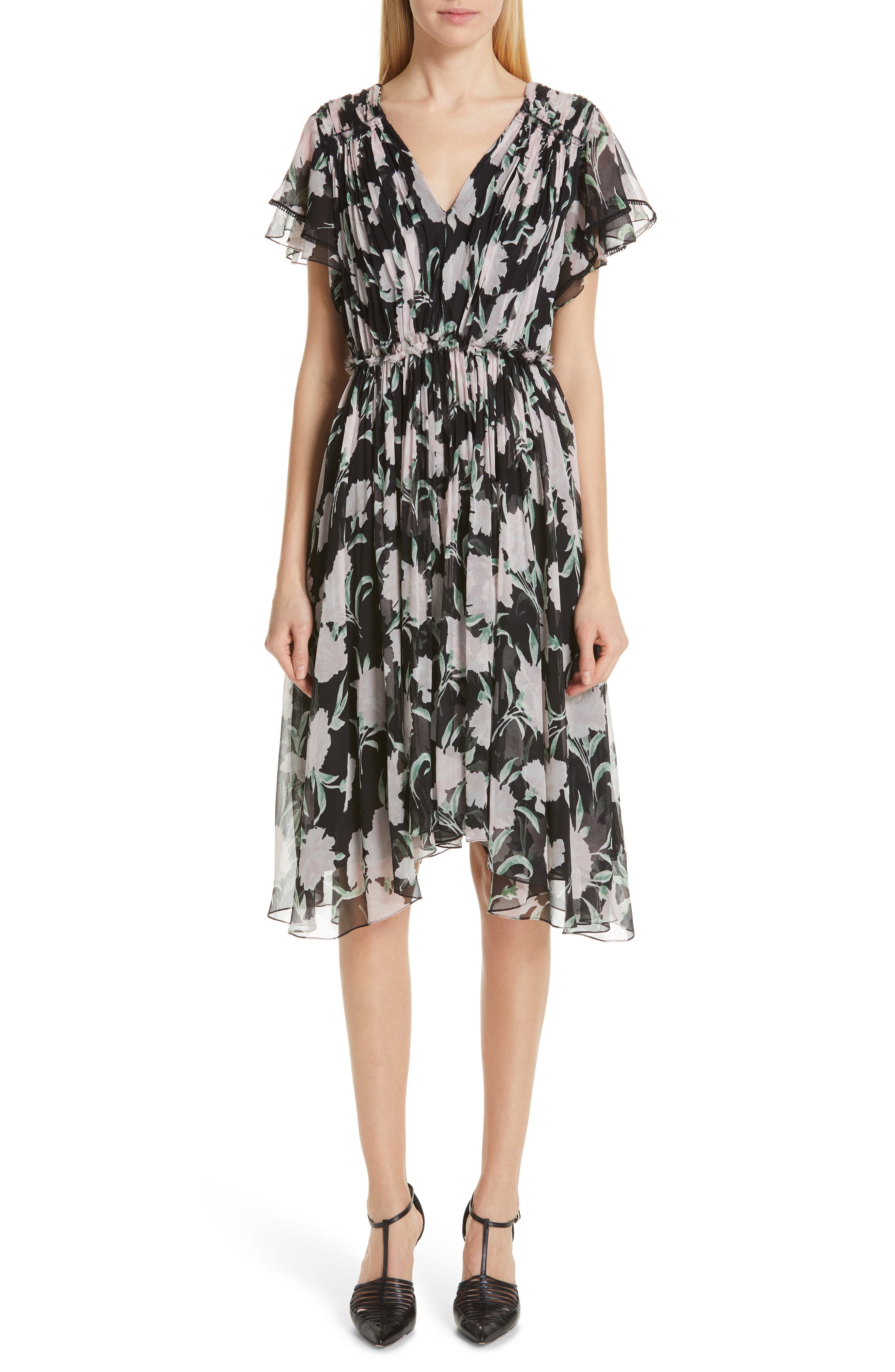 Jason Wu Collection Floral Print Chiffon Dress, Pink