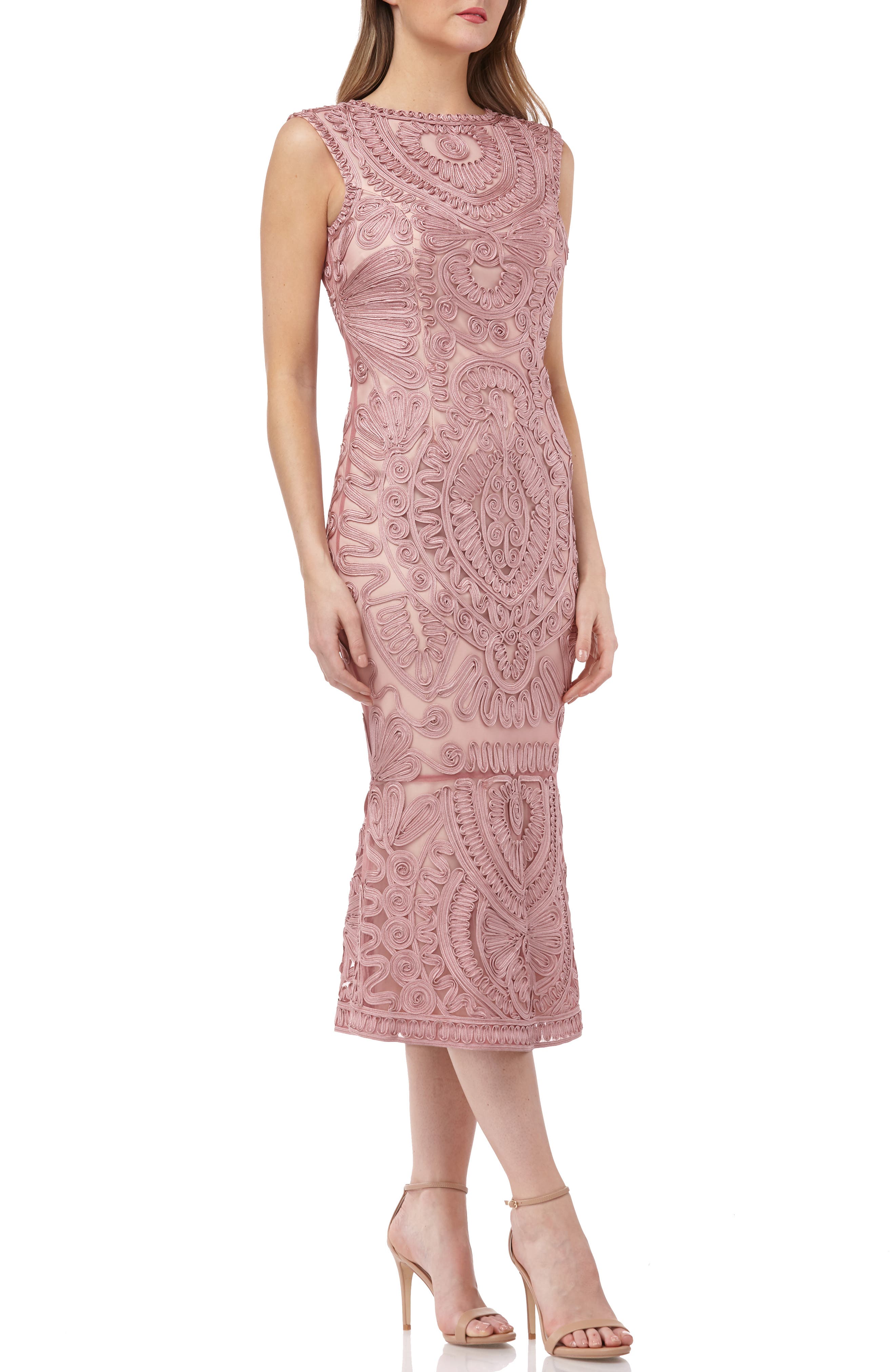 Js Collections Soutache Mesh Dress, Pink