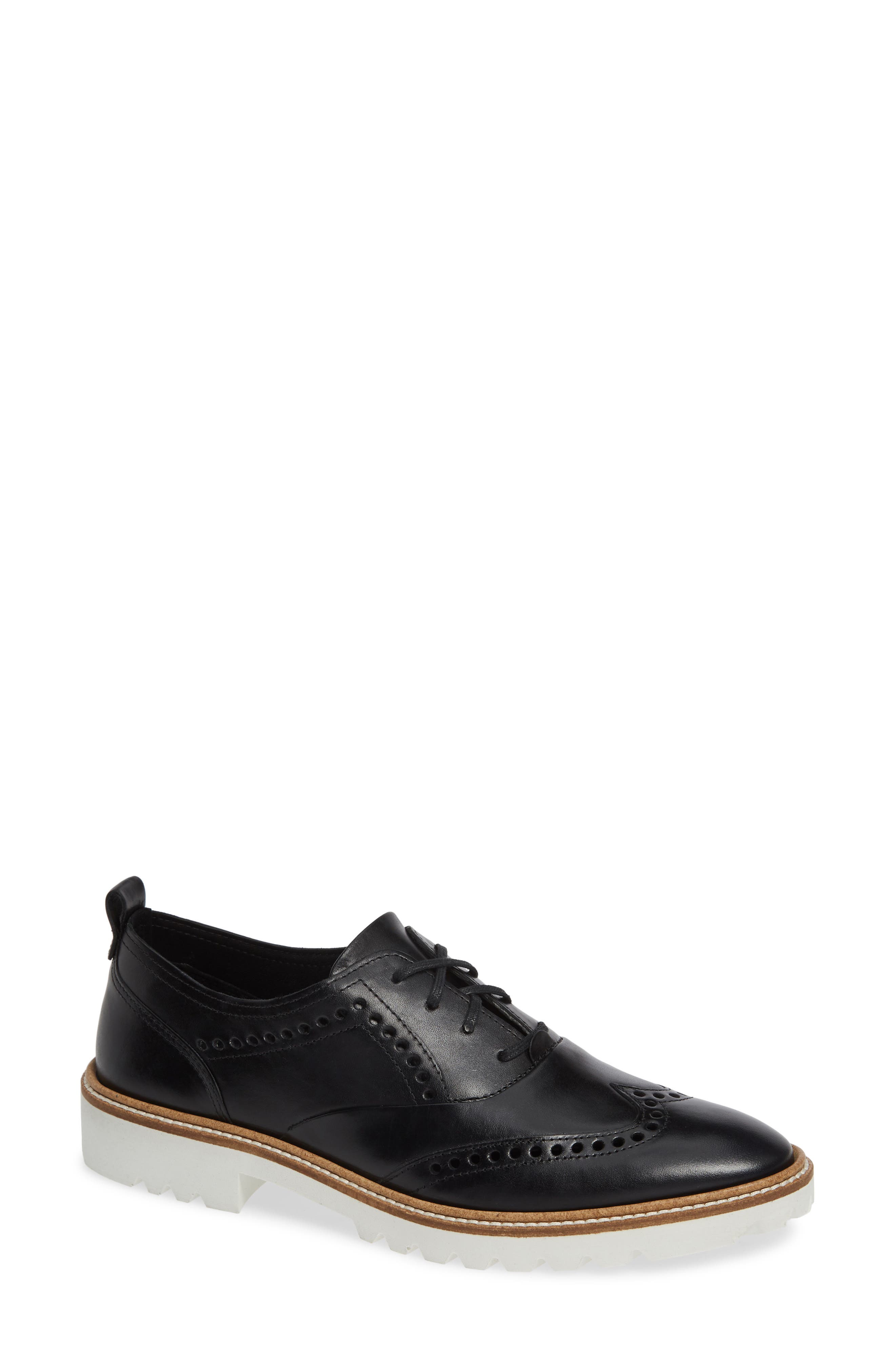 Ecco Incise Tailored Wingtip Oxford, Black