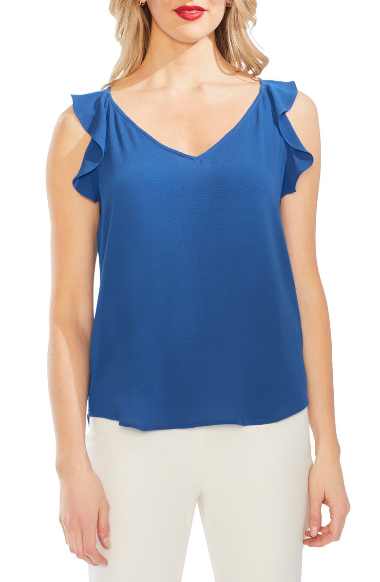 Vince Camuto Tops FLUTTER SHOULDER CREPE TANK TOP