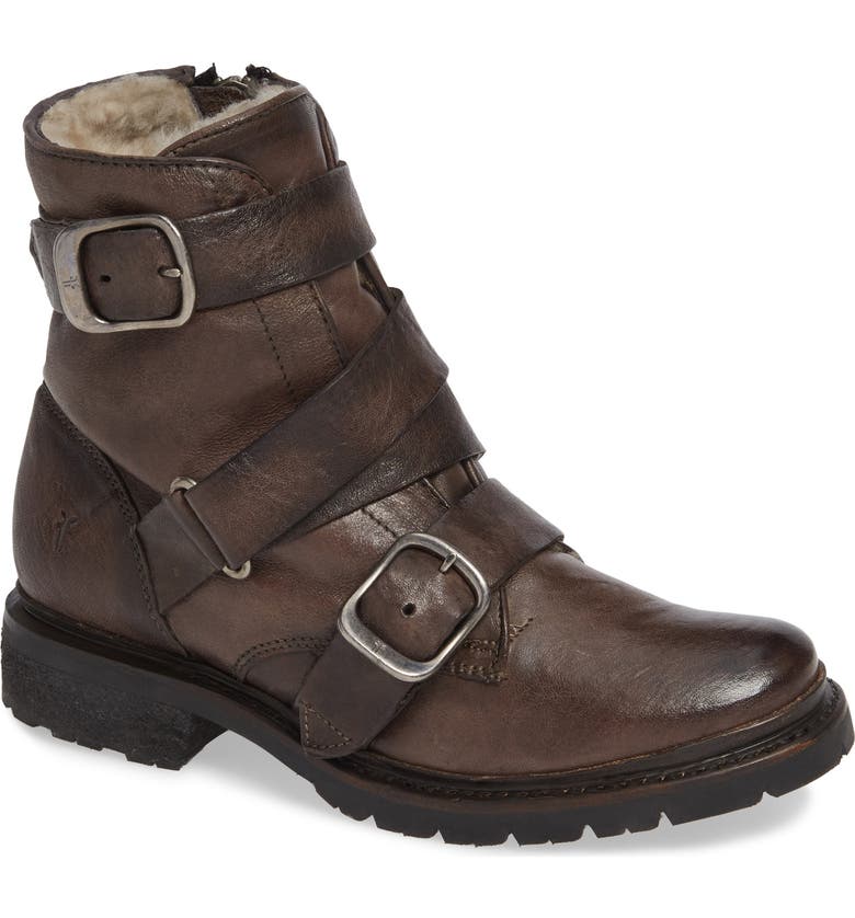 Frye Vanessa Tanker Genuine Shearling Lined Boot (Women) | Nordstrom