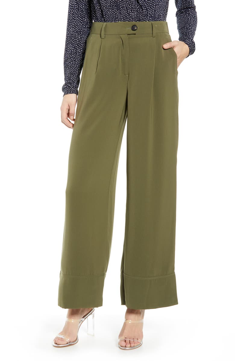Vero Moda Laura Cropped Wide-leg Pants In Ivy Green